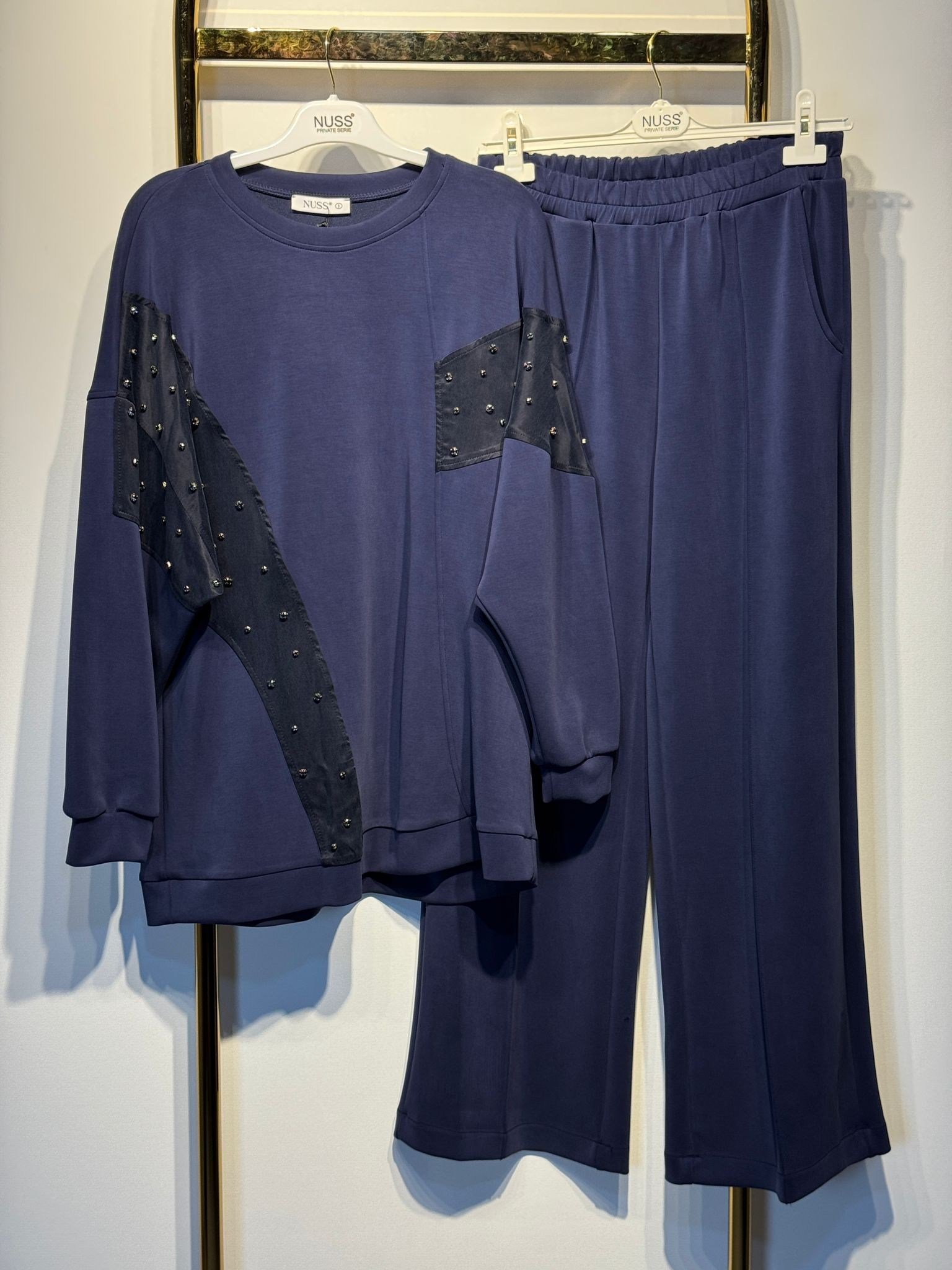 NUSS Taş İşlemeli Oysho Kumaş Tunik Pantolon Takım
