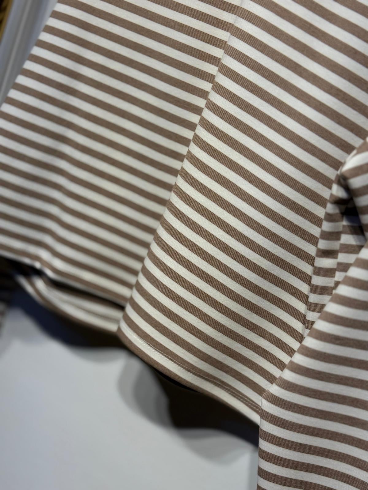 PEARLY Gold Apolet Detaylı Çizgili Basic Tunik