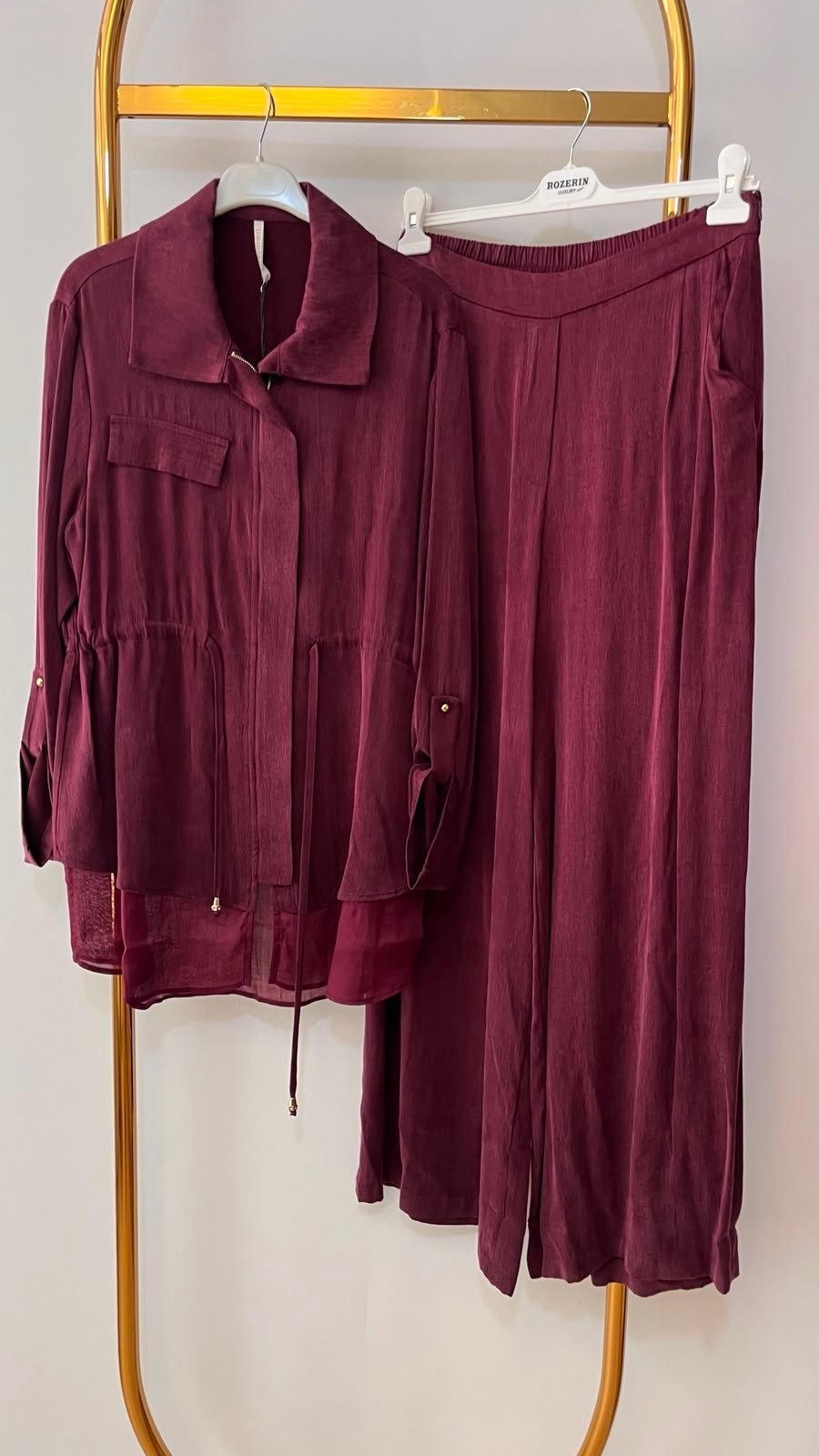 PEARLY İpek Cupra Fermuar Garnili Takım