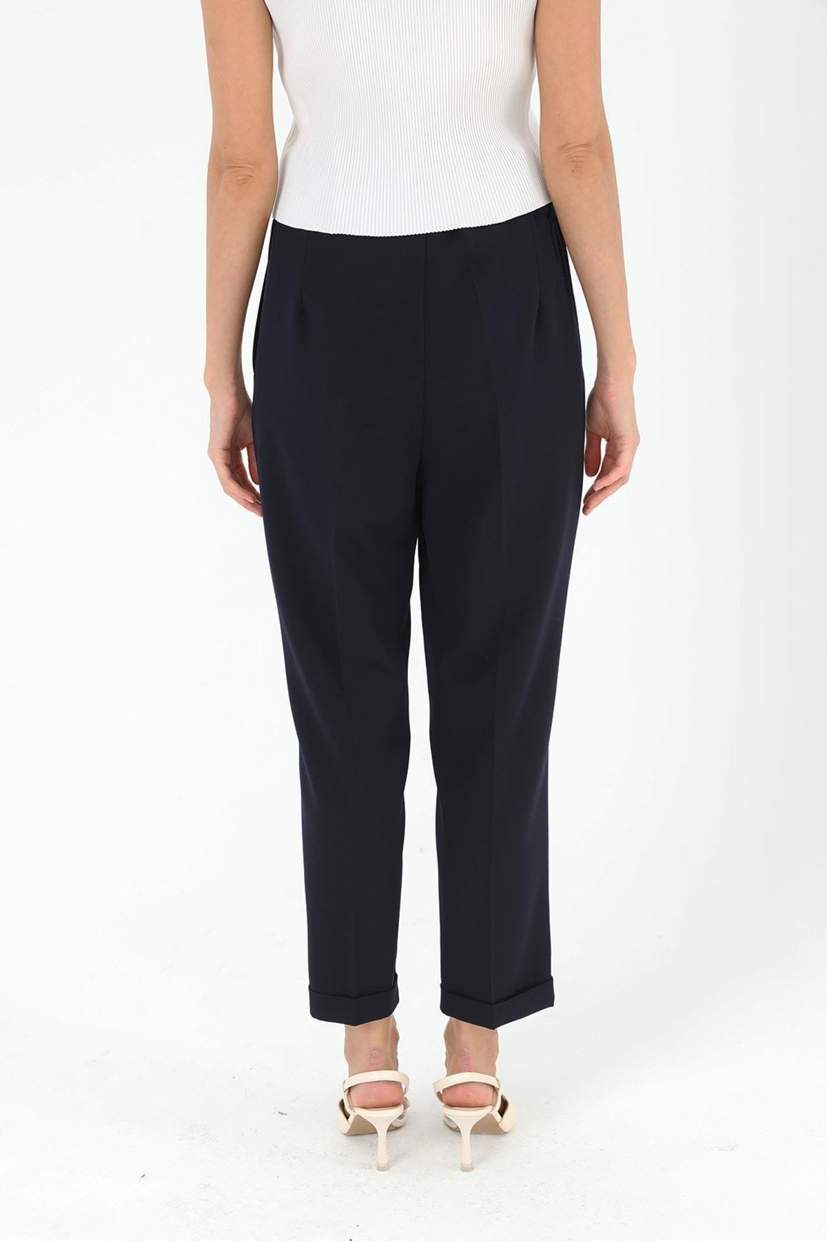 SENTEZ BELİ LASTİKLİ İNCE DUBLE PAÇA PANTOLON
