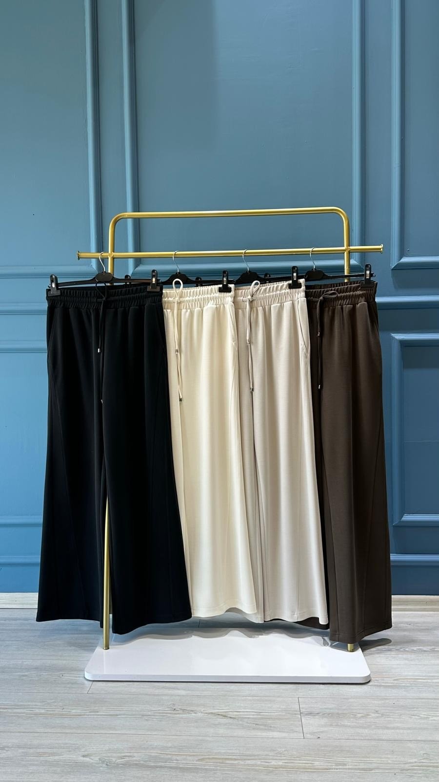 SENTEZ Yanı Nervürlü Geniş Paça Bambu Pantolon