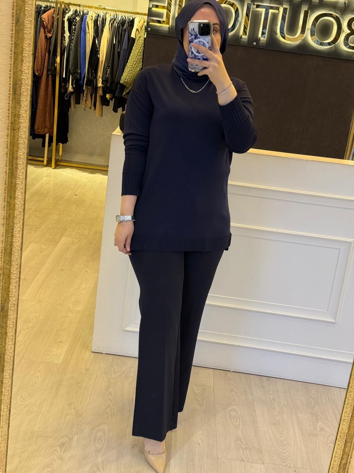 TIĞ TRİKO Etek Ucu Simli Triko Tunik