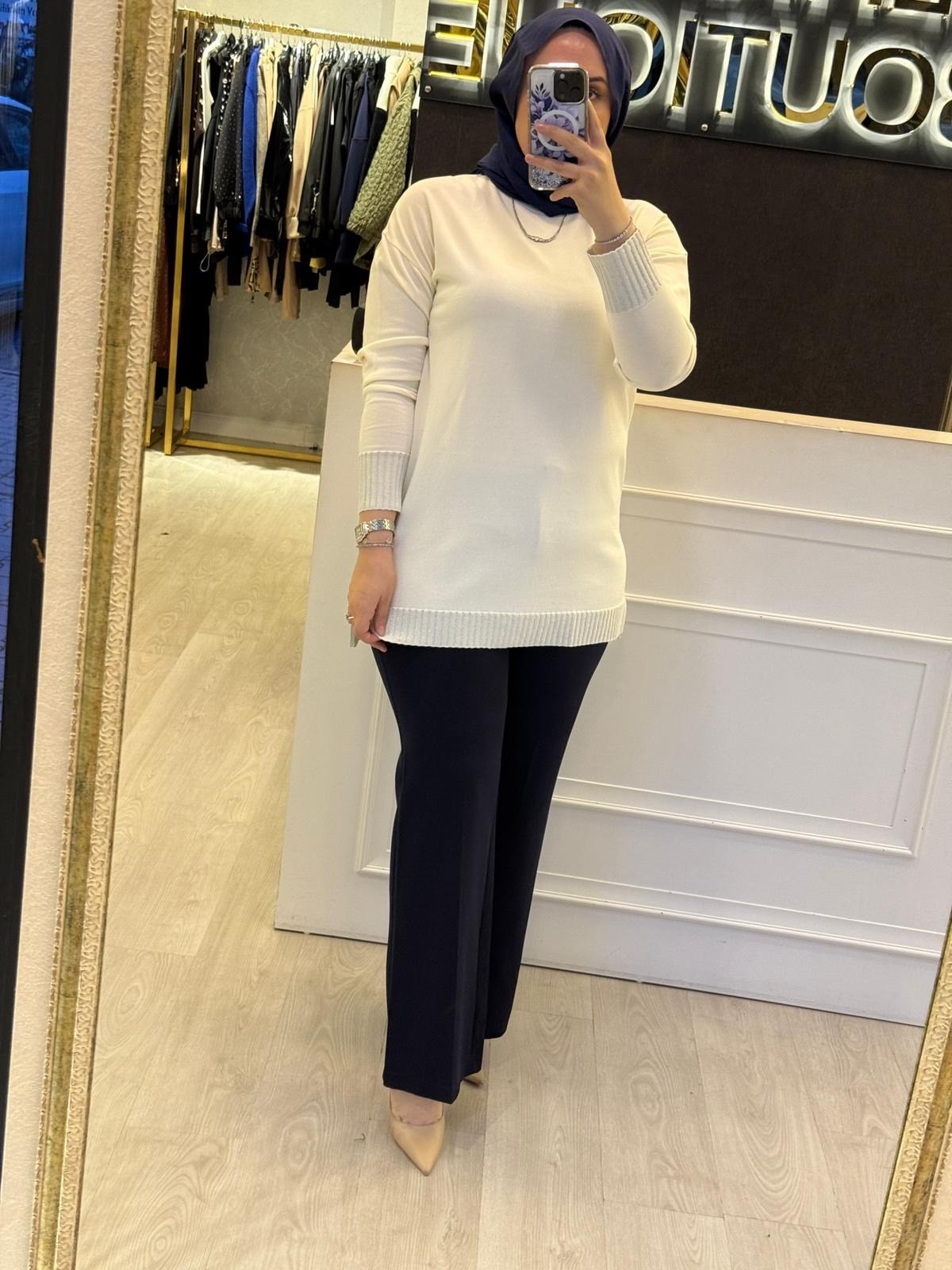TIĞ TRİKO Etek Ucu Simli Triko Tunik