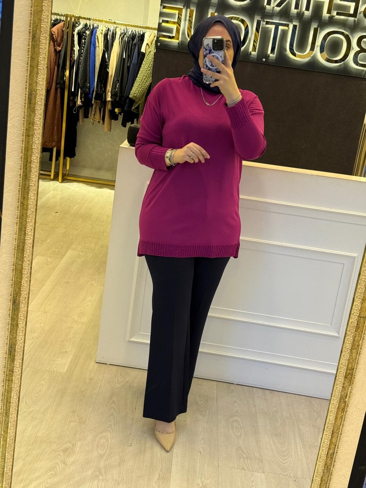 TIĞ TRİKO Etek Ucu Simli Triko Tunik