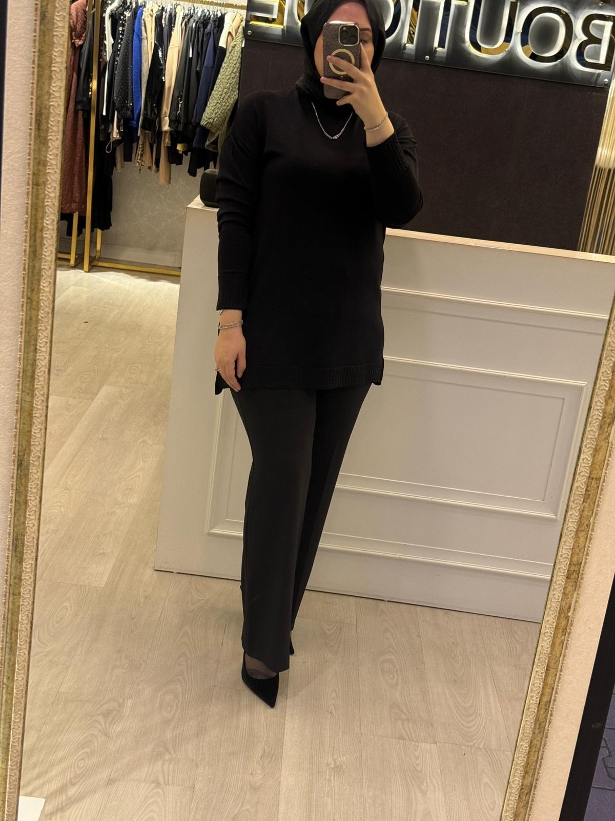 TIĞ TRİKO Etek Ucu Simli Triko Tunik