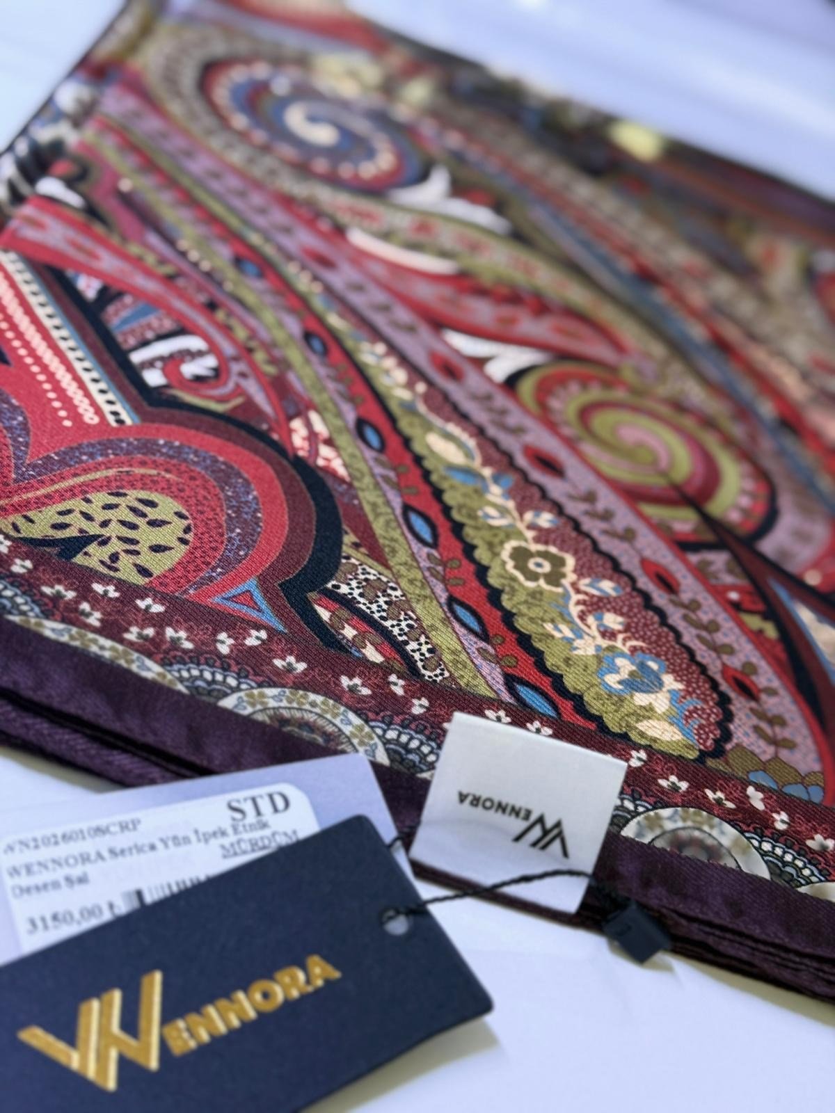 WENNORA Serica Yün İpek Etnik Desen Şal