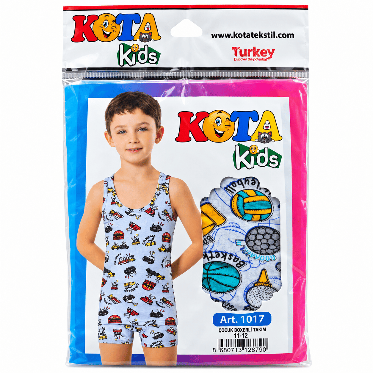 Kota Kids Erkek Çocuk Desenli Atlet Boxer Takım – Art. 1017