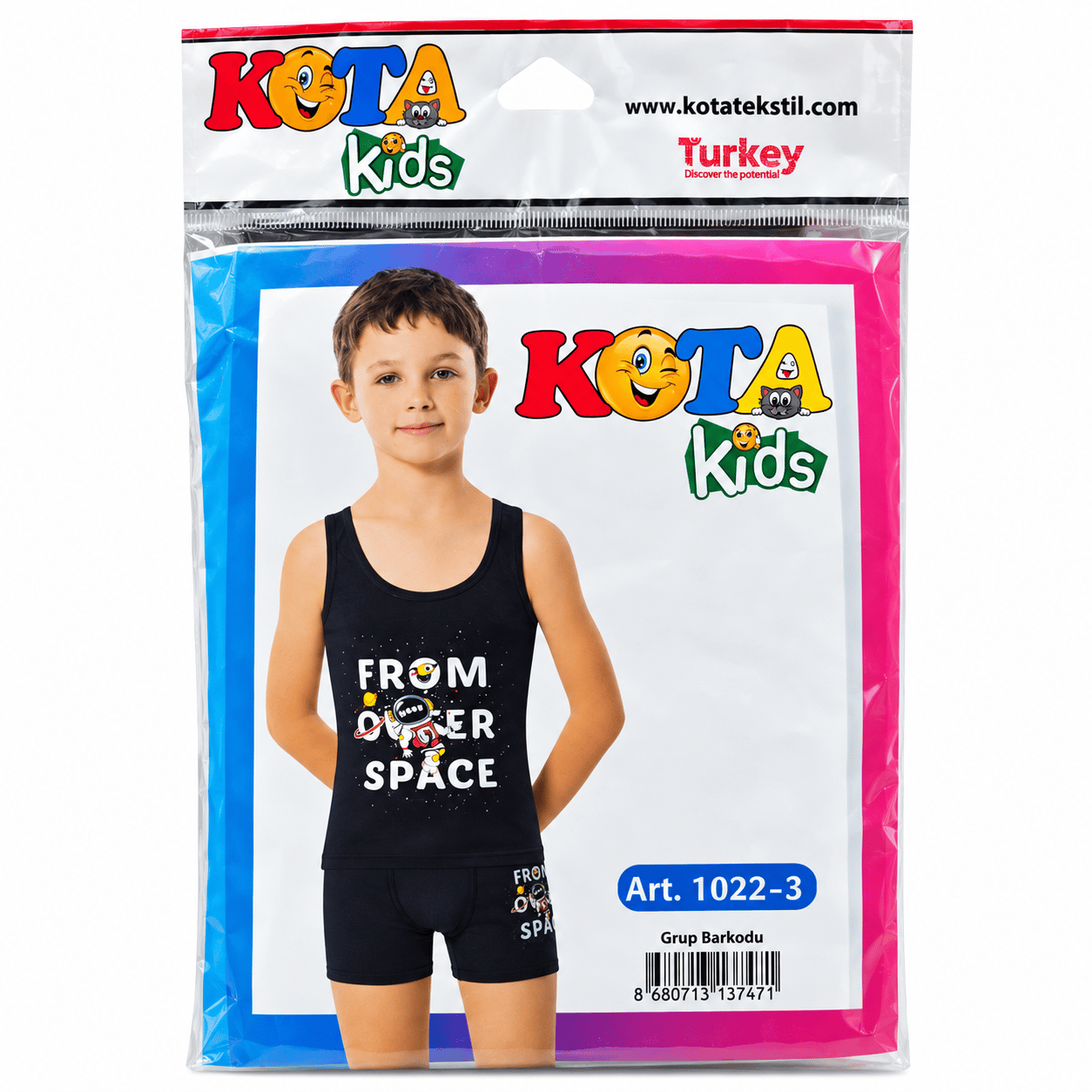 Kota Kids Erkek Çocuk Uzay Astronot Baskılı Atlet Boxer Takım 