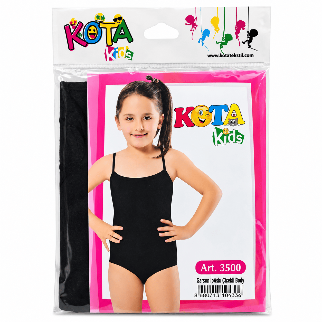 Kota Kids Kız Çocuk İnce Askılı Body – Siyah – Art. 3500