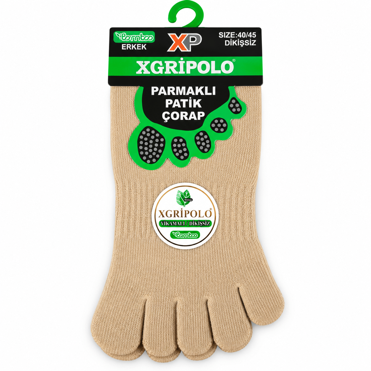 XGripolo Erkek Parmaklı Patik Çorap – ten – 40/45