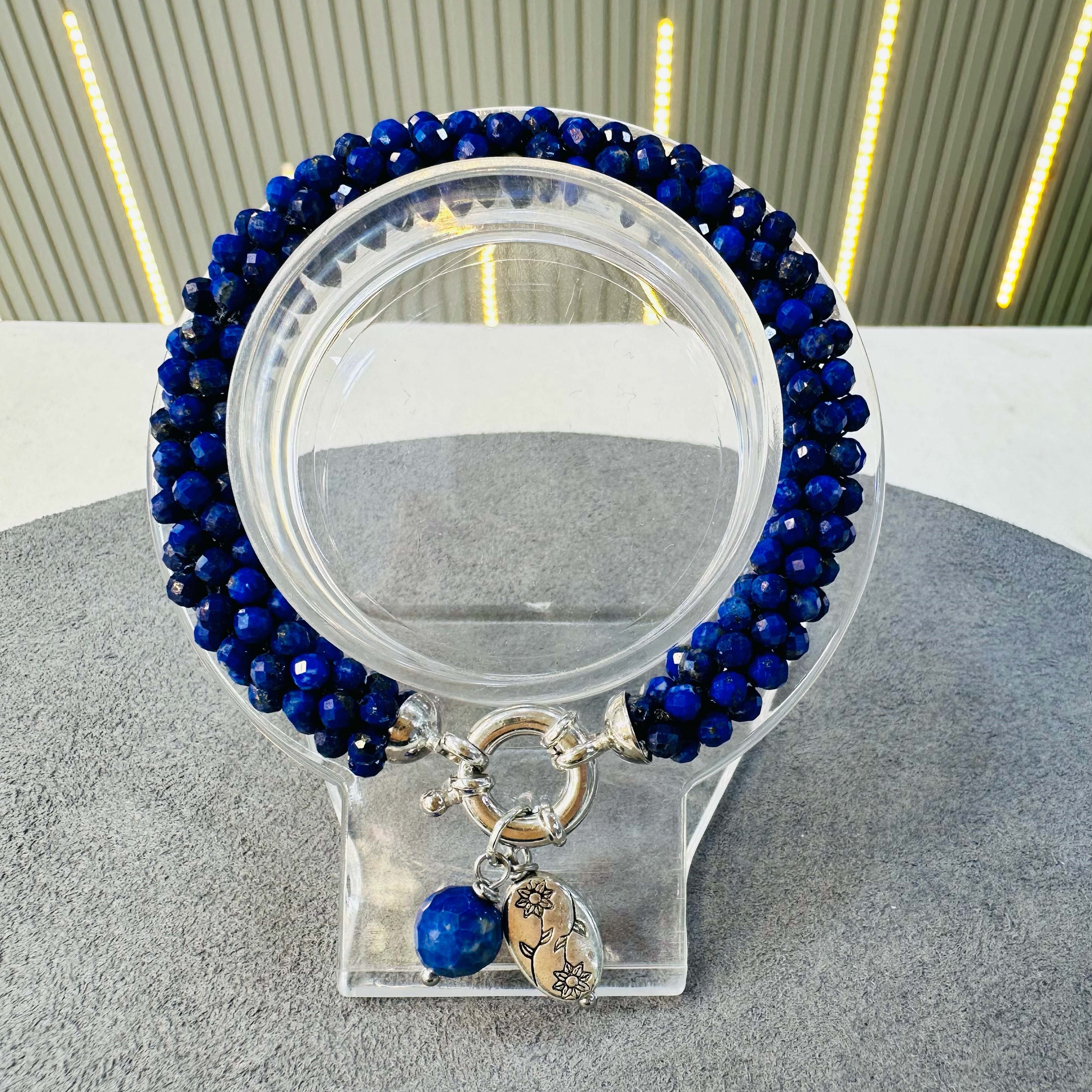 Afganistan Lapis Lazuli 925 Ayar Gümüş Bileklik