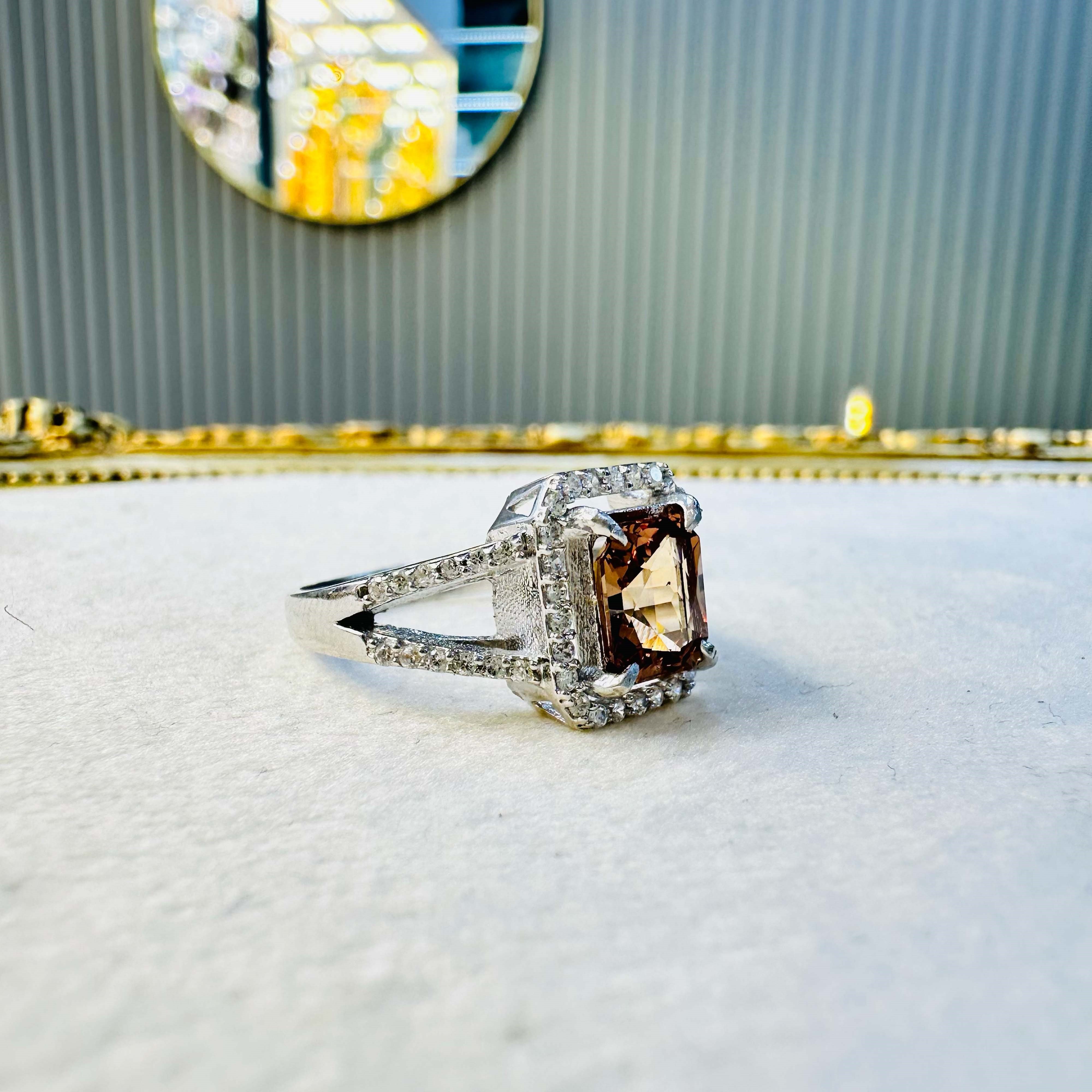 Turuncu Grossular Garnet Yüzük | 925 Ayar Gümüş | Doğal Taş | Ölçü 14
