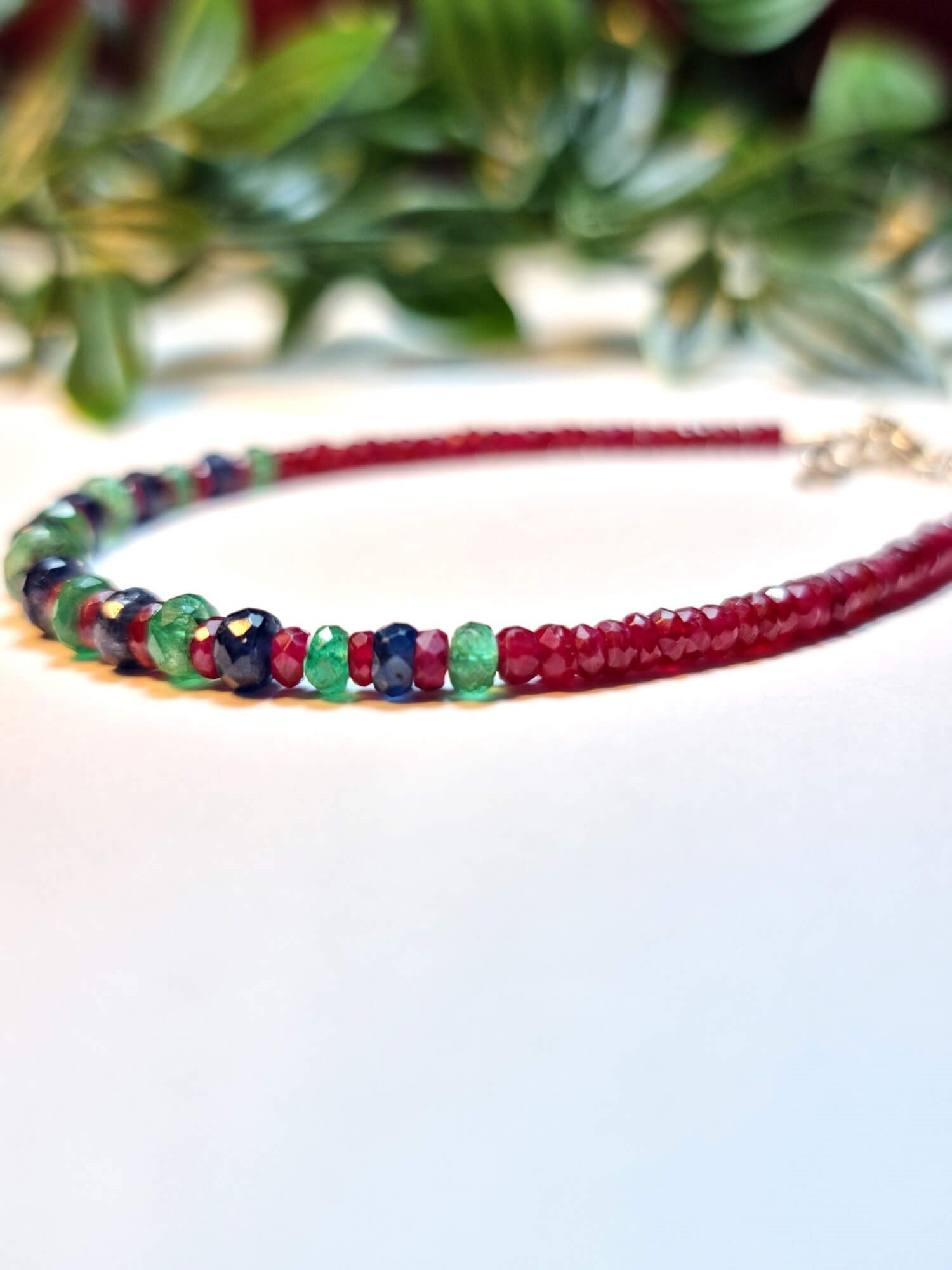 Yakut Zümrüt Safir Ruby Emerald Mücevher Rondela Bileklik