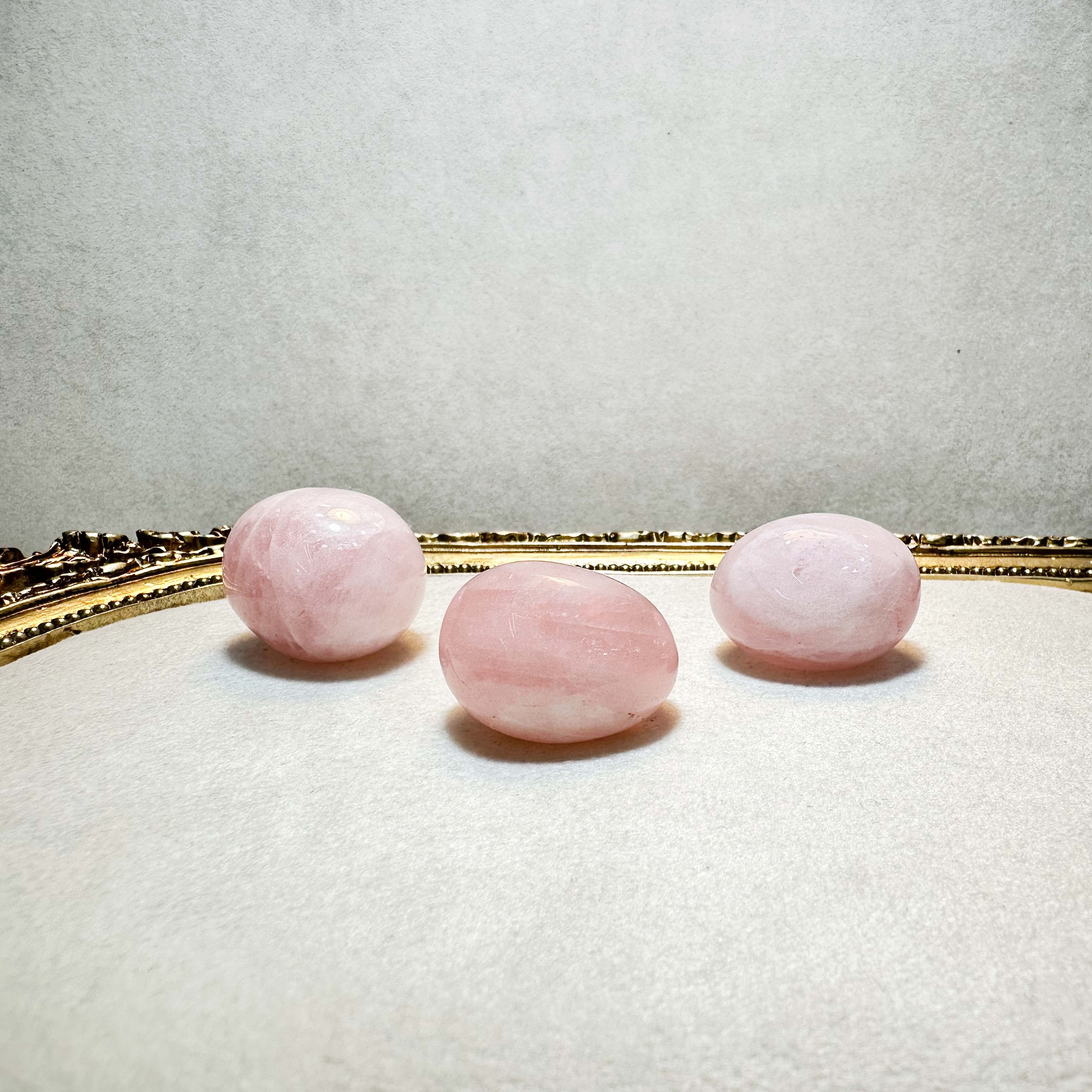 Yuvarlak Pembe Kuvars 3’lü Set 67,93 gr | Doğal Dekoratif Taş