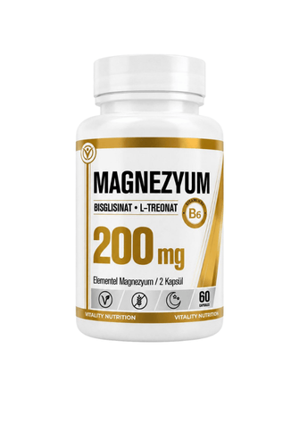 Magnezyum Bisglisinat + L-Treonat + Vitamin B6 60 Kapsül