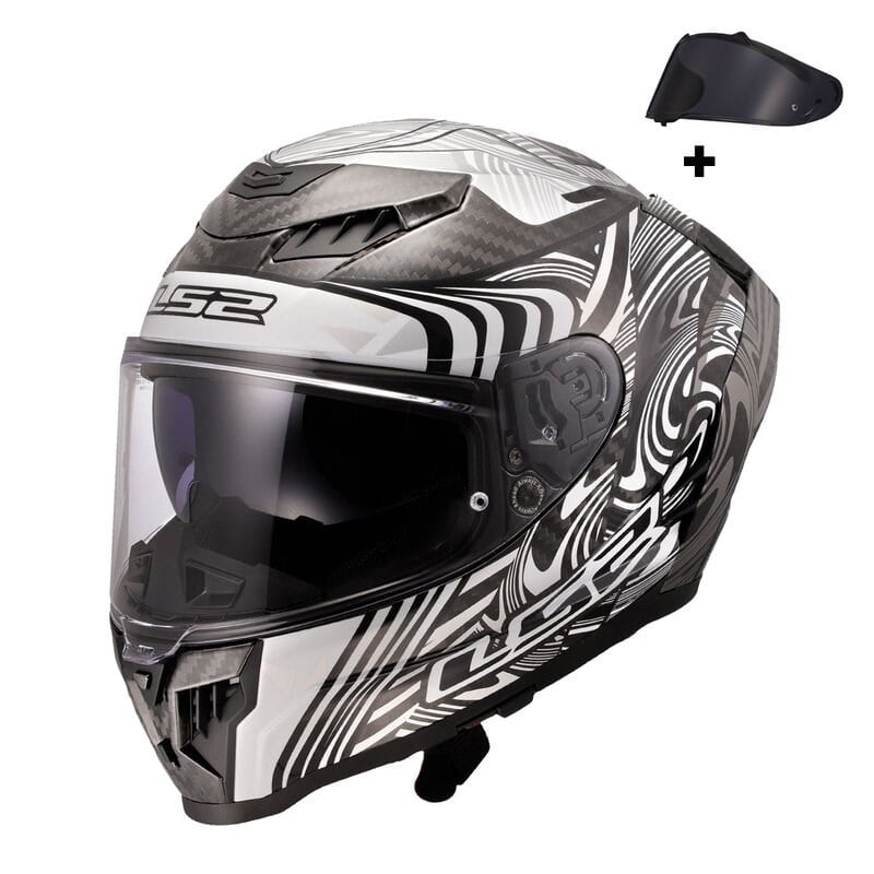 LS2 DRAGON KARBON ENTHUM SİYAH-GRİ KASK