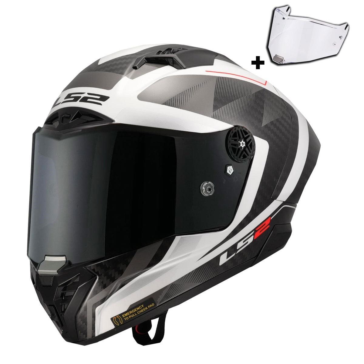 LS2 THUNDER KARBON GP AERO RAUTE BEYAZ-GRİ KASK