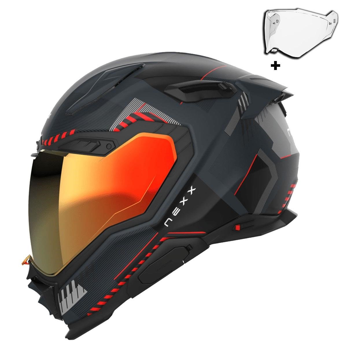 NEXX X.WST 3 FLUENCE MAT GRİ-KIRMIZI KASK