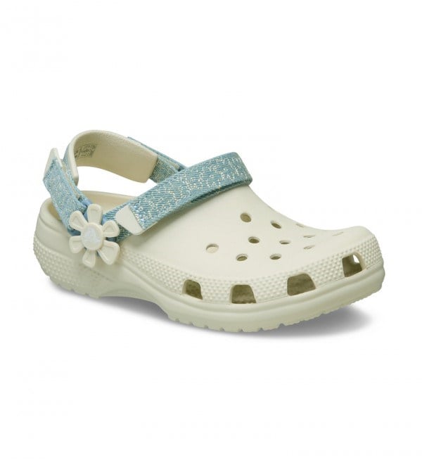 Crocs Clsc Dnm Flwr Adj BackstrapCgK Kırık Beyaz Kız Çocuk Terlik