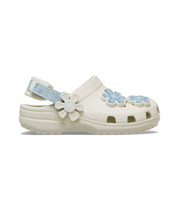 Crocs Clsc Dnm Flwr Adj BackstrapCgT Kırık Beyaz Kız Çocuk Terlik