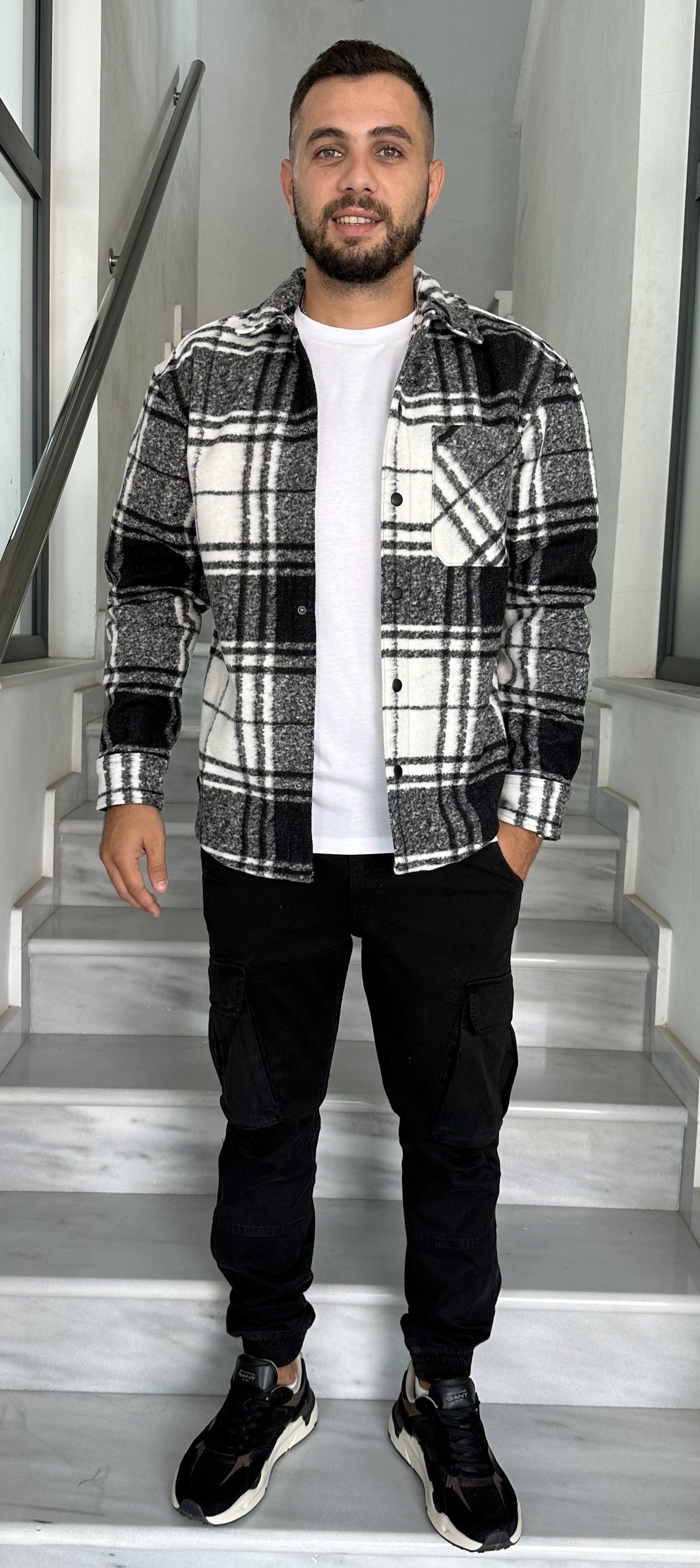 Jack&Jones JCOCOLLECTIVE ZAC BRUSH OVERSHIRT LS Beyaz Erkek Gömlek