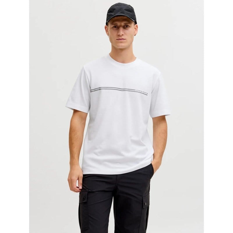 Jack&Jones JCOFUSION CHEST BRAND TEE SS CREW NOOS Beyaz Erkek T-Shirt