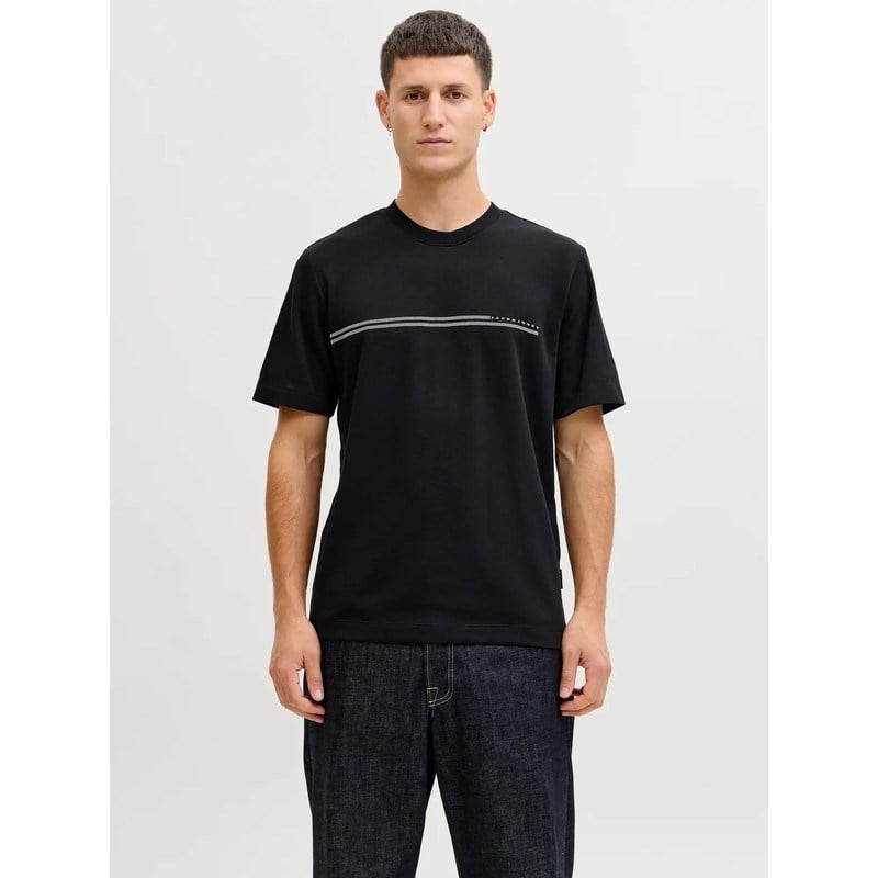 Jack&Jones JCOFUSION CHEST BRAND TEE SS CREW NOOS Siyah Erkek T-Shirt
