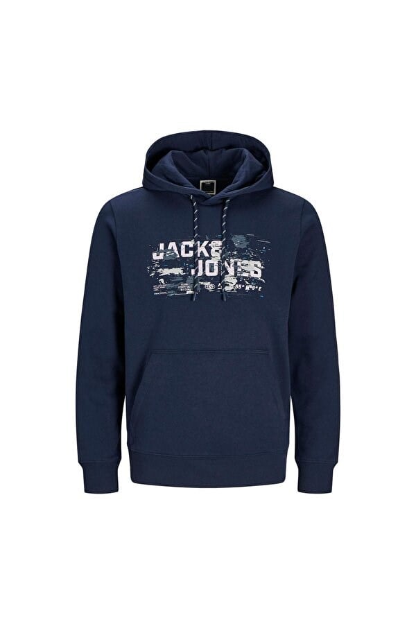 Jack&Jones JCOOUTDOOR LOGO SWEAT HOOD SN Lacivert Erkek Sweatshirt