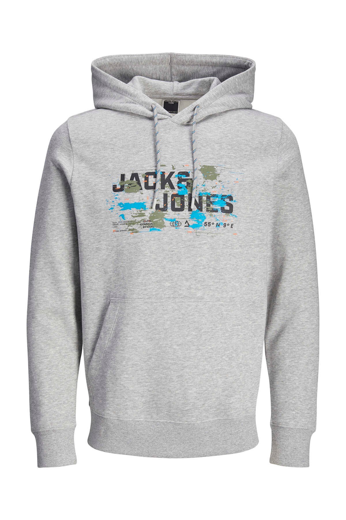 Jack&Jones JCOOUTDOOR LOGO SWEAT HOOD SN Gri Erkek Sweatshirt