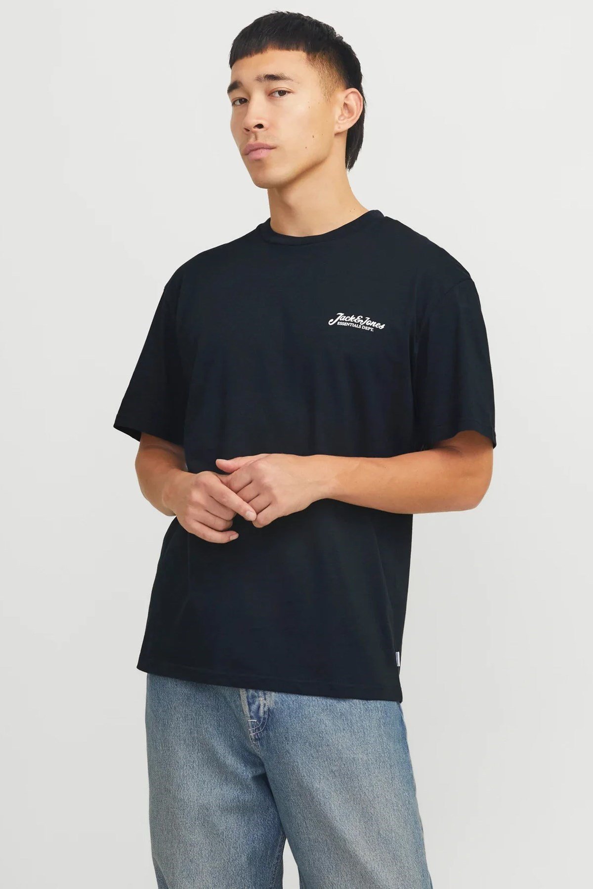 Jack&Jones JJBEAU TEE SS FRONTPRINT CREW NECK LN Siyah Erkek T-Shirt