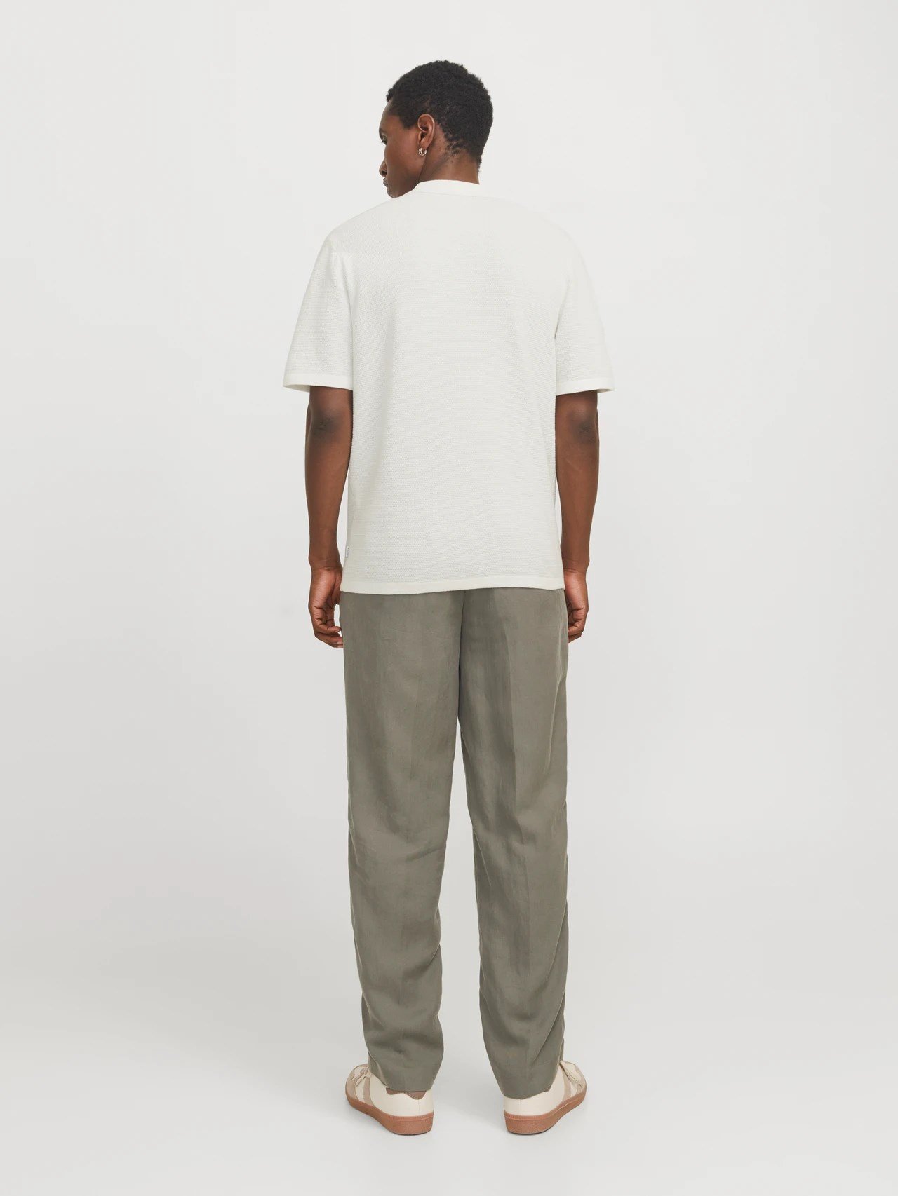 Jack&Jones JJEGEORGE KNIT POLO SS SN Beyaz Erkek T-Shirt