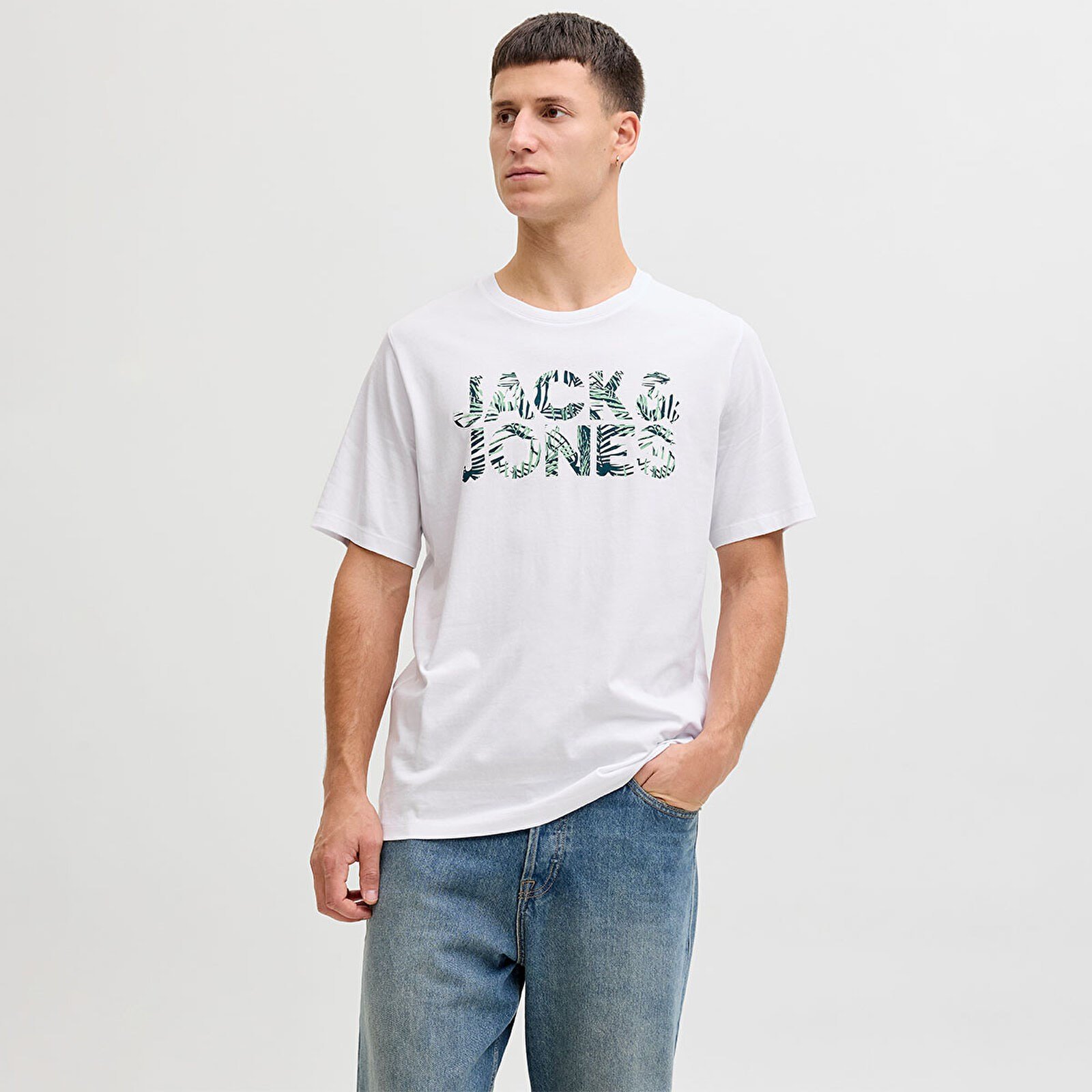 Jack&Jones JJEJEFF LOGO TEE SS SN Beyaz Erkek T-Shirt