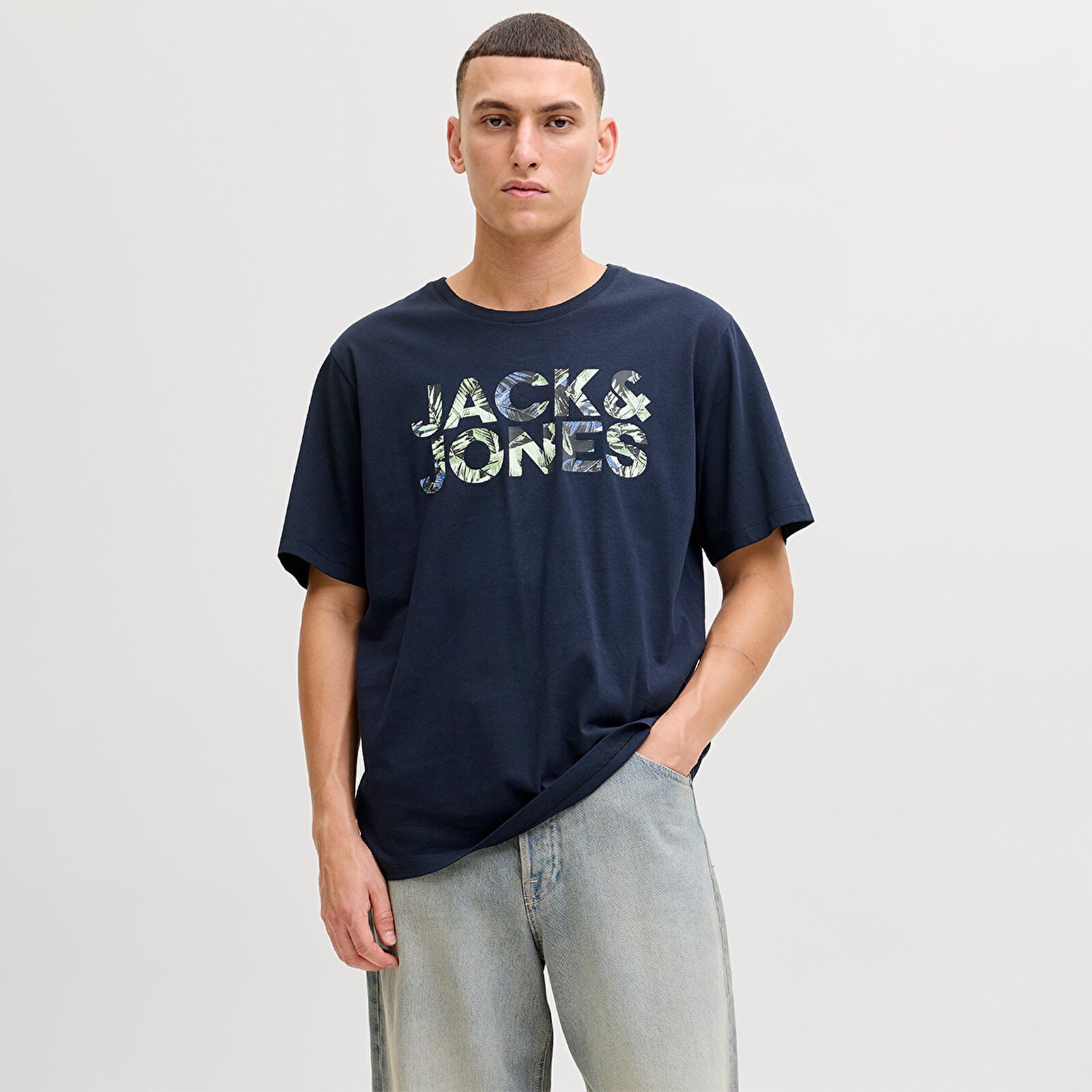 Jack&Jones JJEJEFF LOGO TEE SS SN Lacivert Erkek T-Shirt