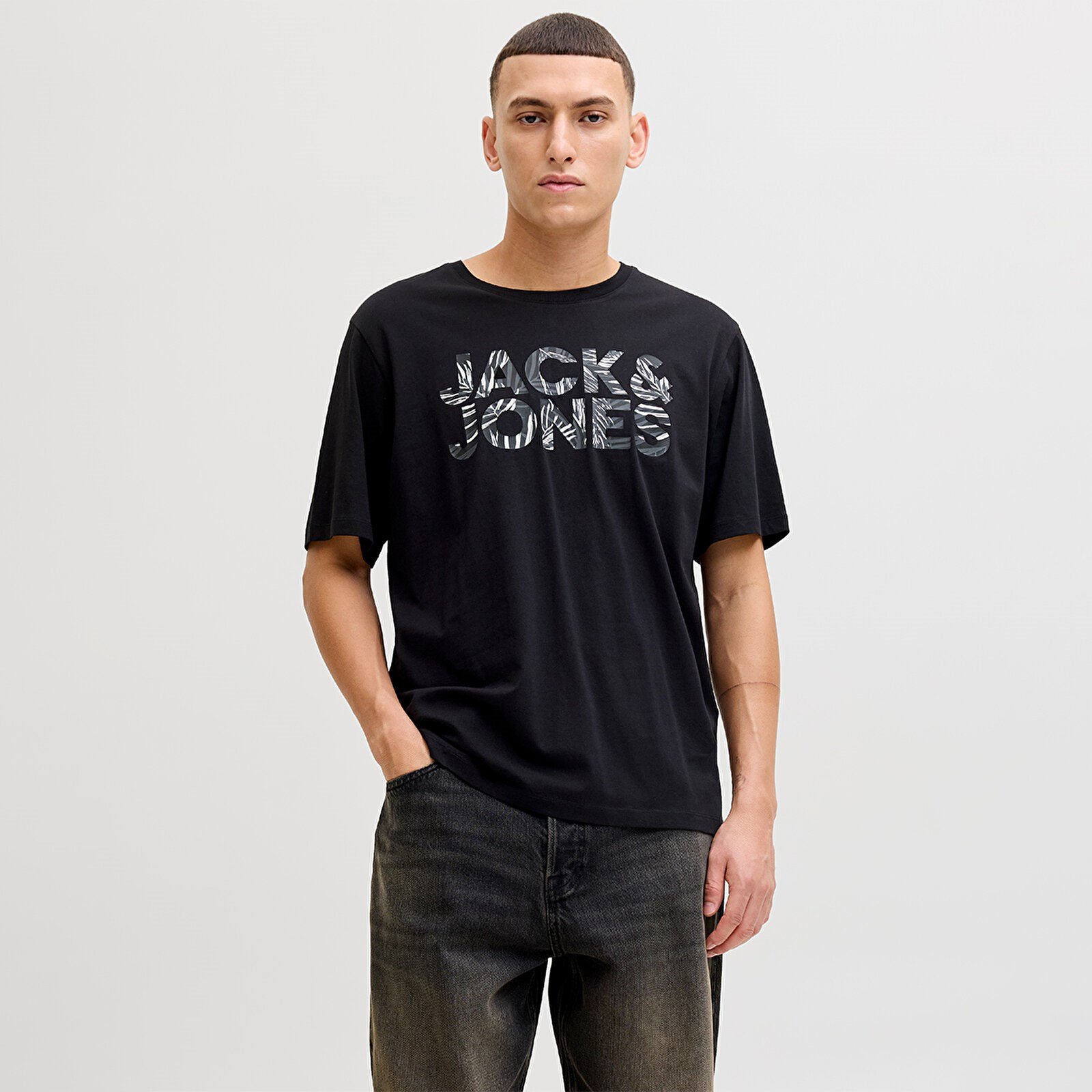 Jack&Jones JJEJEFF LOGO TEE SS SN Siyah Erkek T-Shirt