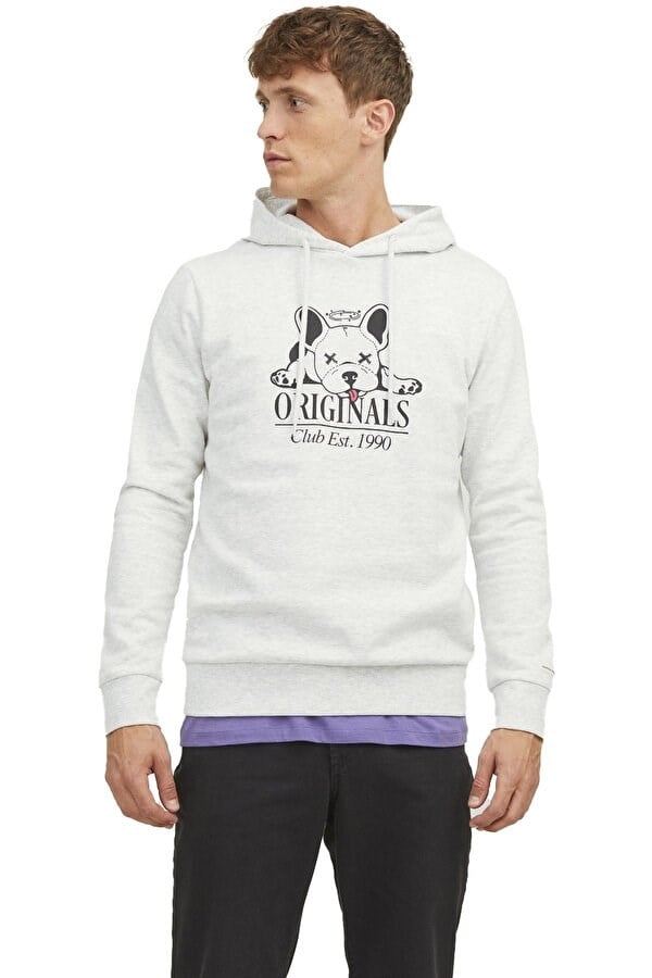 Jack&Jones JORBEWARE SWEAT HOOD FST Beyaz Erkek Sweatshirt