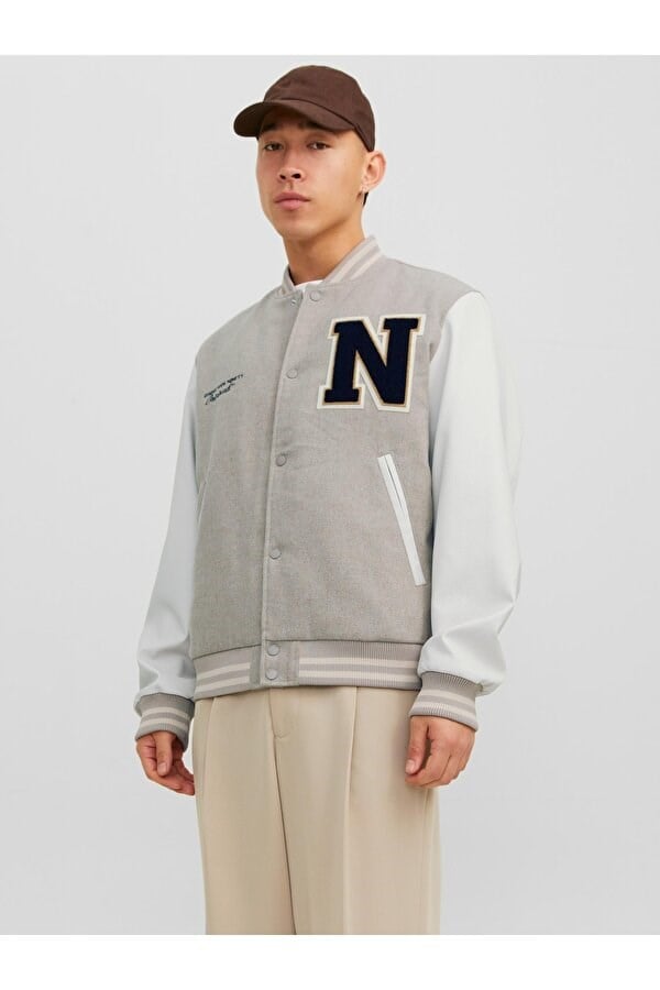 Jack&Jones JORCOLLEGE WOOL BLEND BOMBER NOOS Bej Erkek Ceket