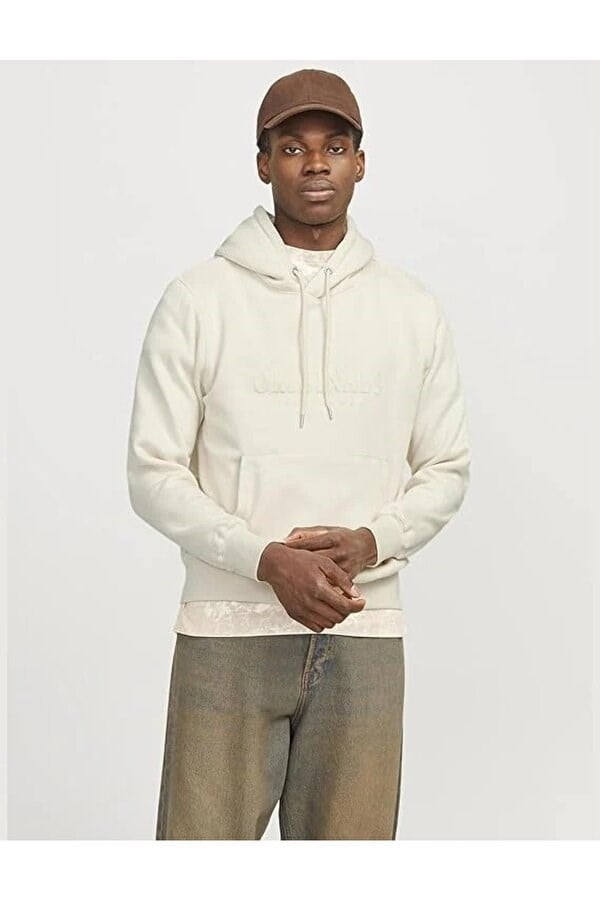 Jack&Jones JORFREDERIKSBERG SWEAT HOOD SPA Beyaz Erkek Sweatshirt