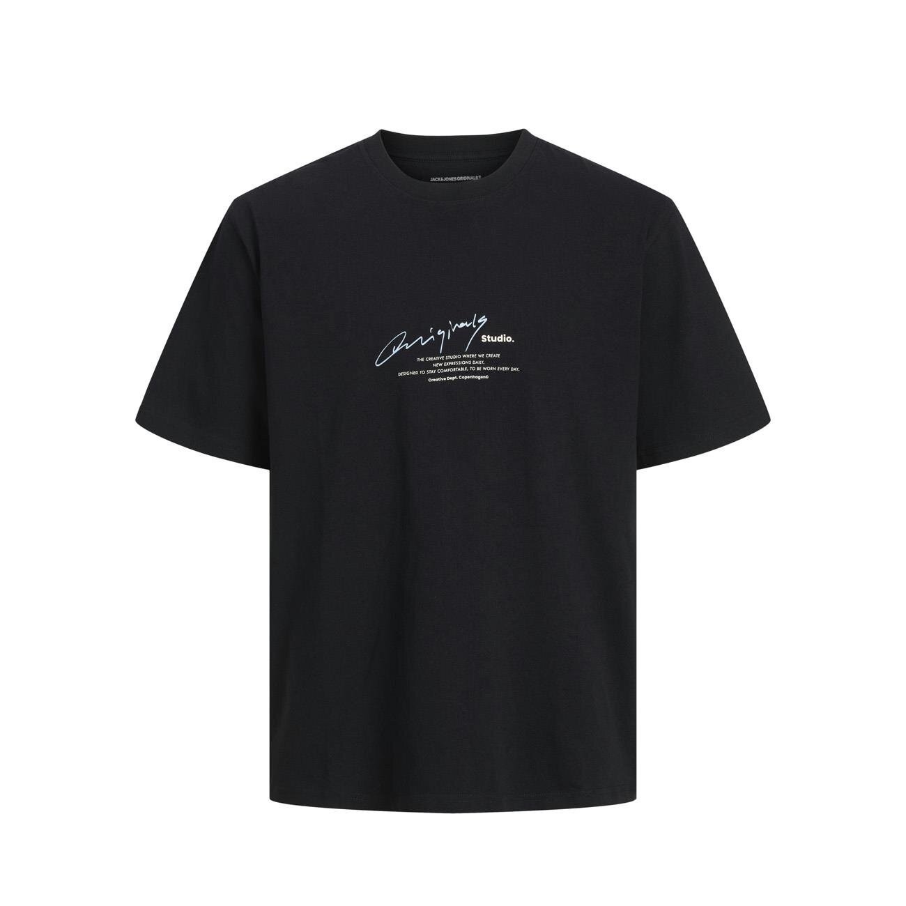 Jack&Jones JORMANCHESTER SCRIPT TEE SS CREW NECK Siyah Erkek T-Shirt 12273373