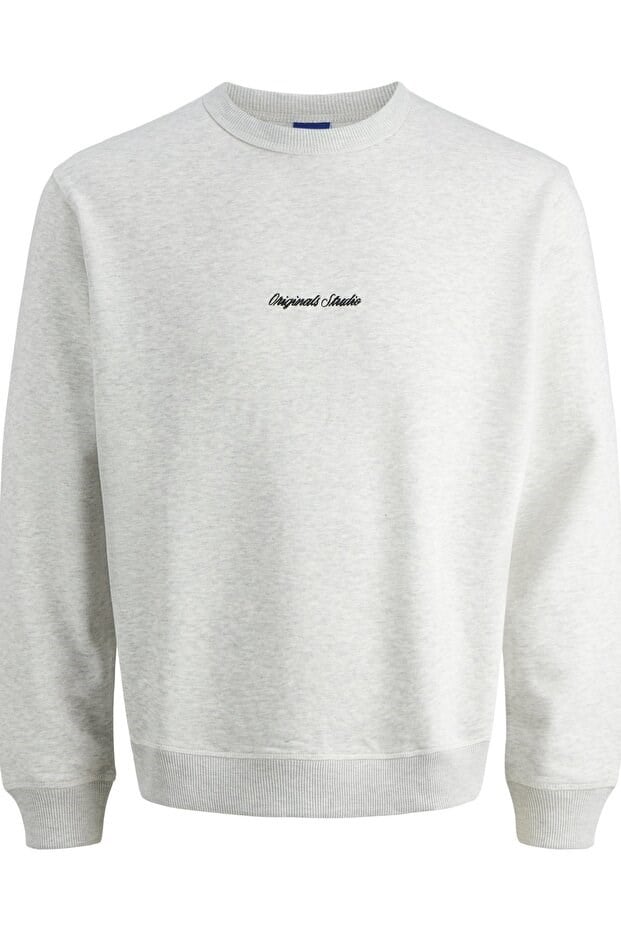 Jack&Jones JORNORREBRO EMB SWEAT CREW NOOS Kırık Beyaz Erkek Sweatshirt
