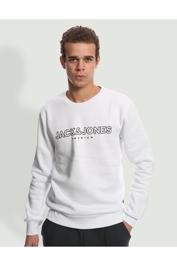 Jack&Jones JPRBLAJASON BRANDING SWEAT CREW NECK Beyaz Erkek Sweatshirt