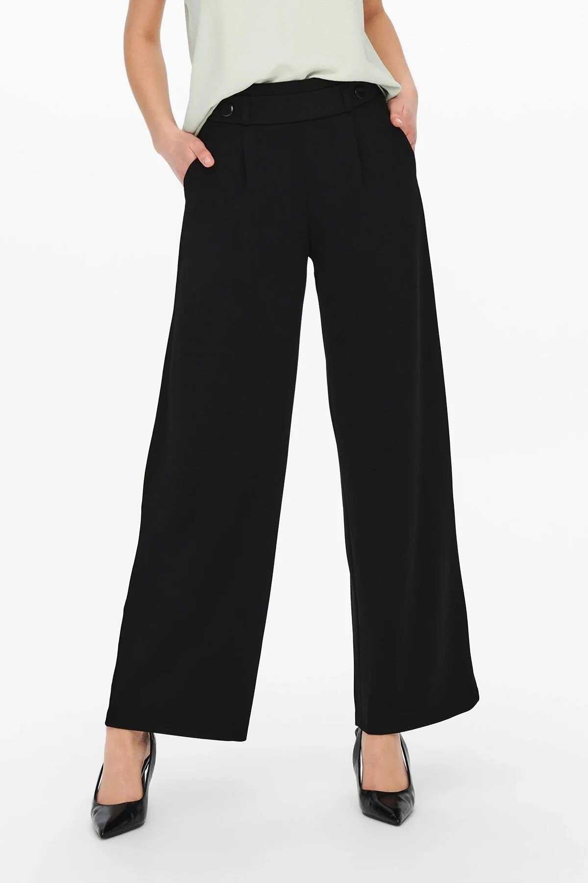 Jdy JDYGEGGO LIFE NEW LONG PANT JRS NOOS Siyah Kadın Pantolon