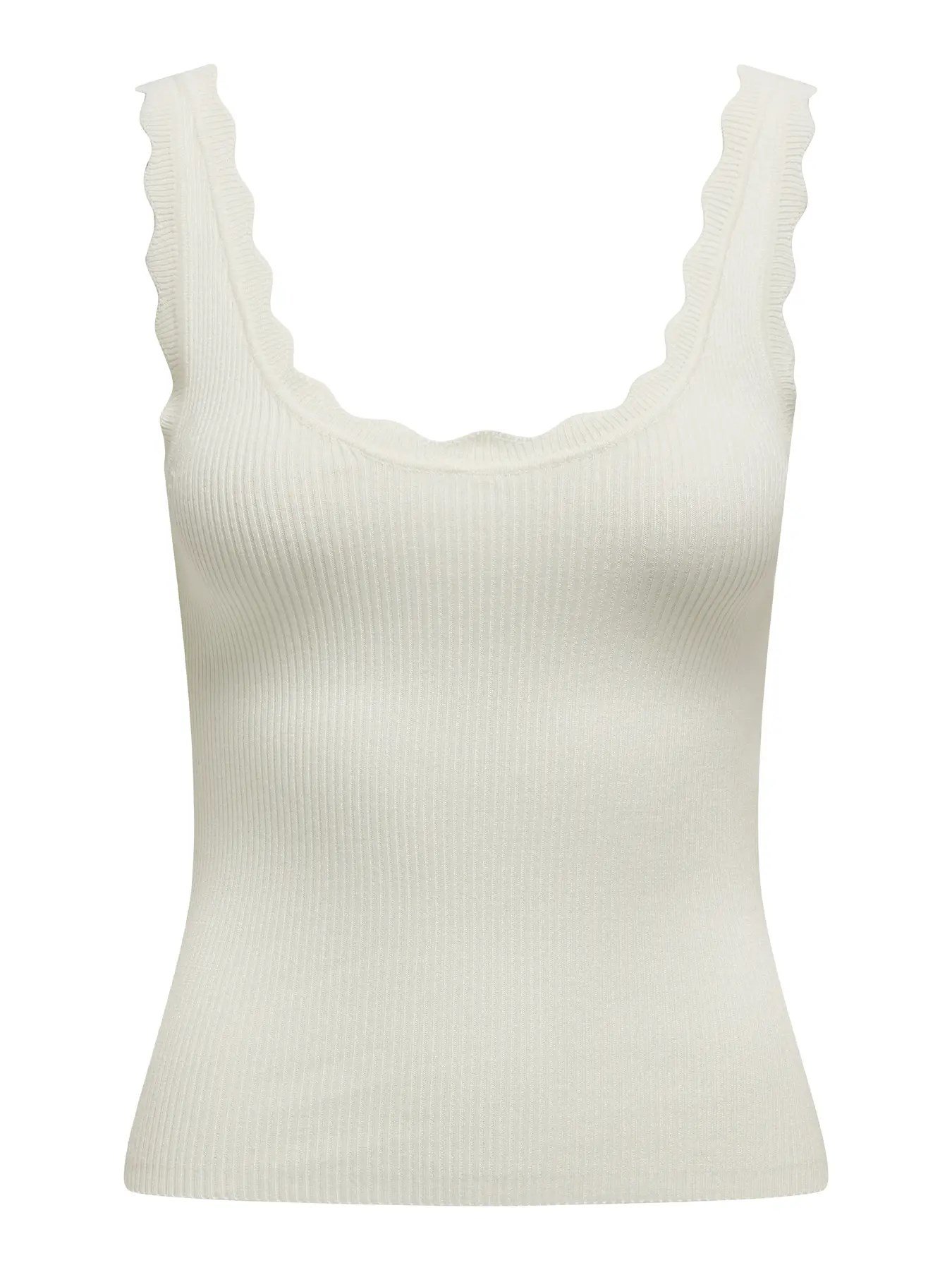 Jdy JDYNANNA S/L SCALLOP EDGE TOP KNT NOOS Beyaz Kadın Atlet