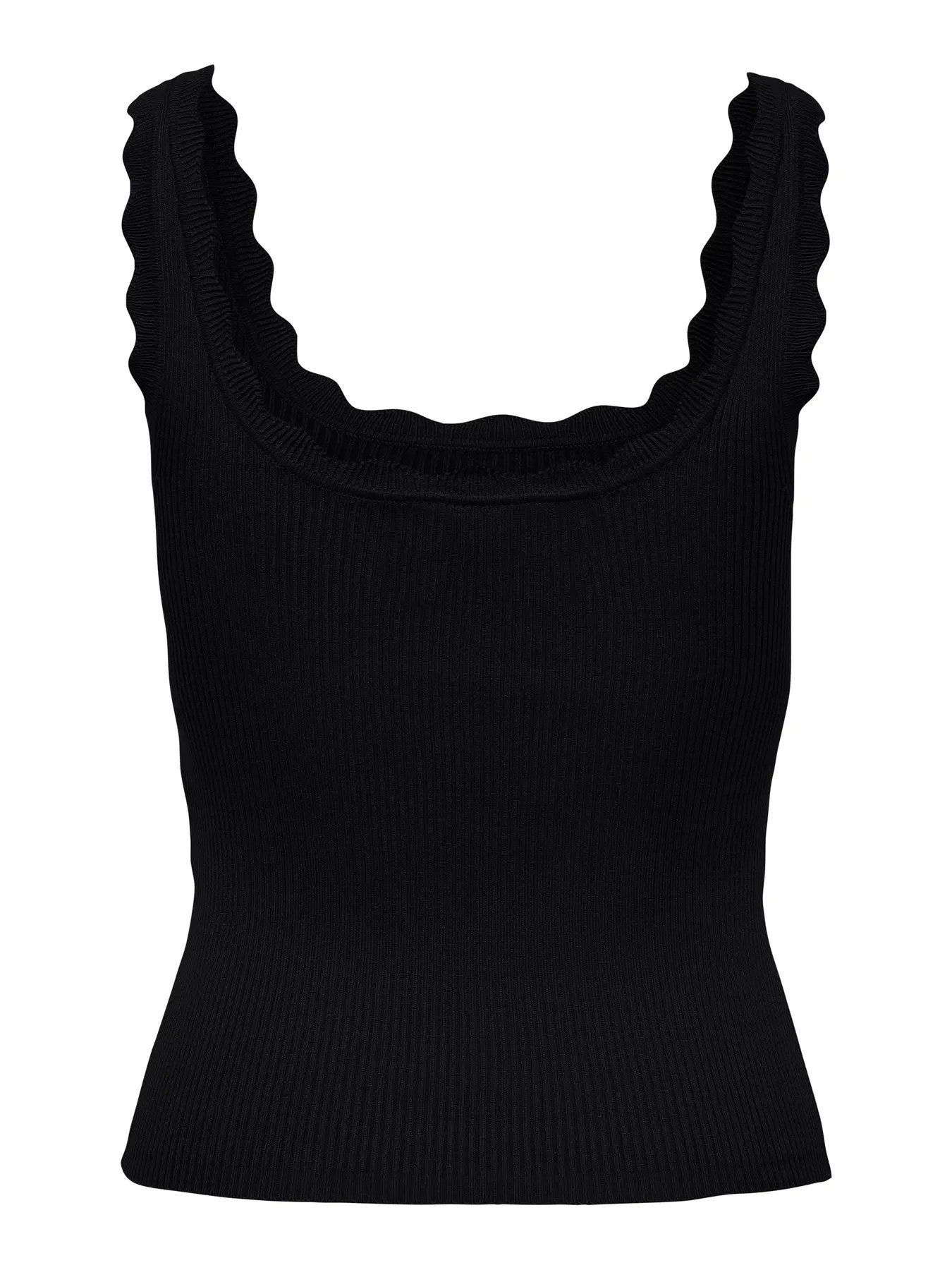 Jdy JDYNANNA S/L SCALLOP EDGE TOP KNT NOOS Siyah Kadın Atlet