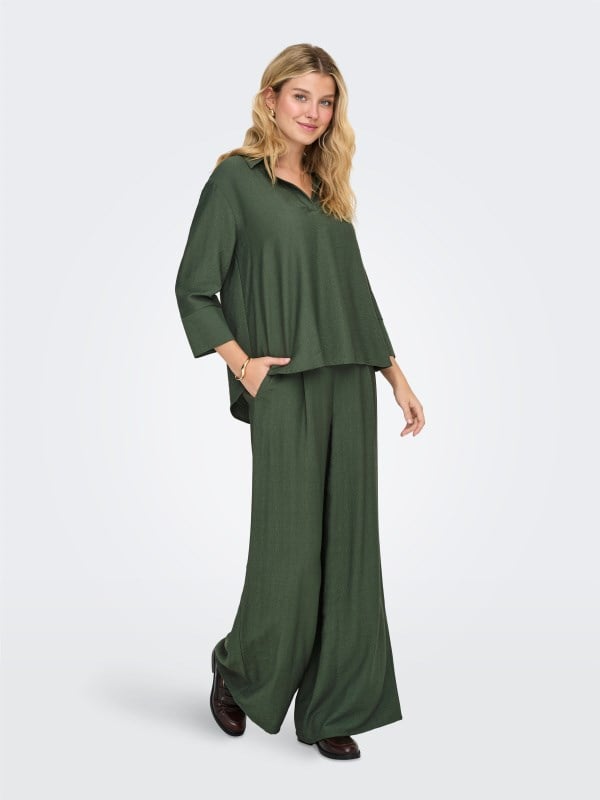 Jdy JDYPEPPER MW PALAZZO PANT WVN DIA Yeşil Kadın Pantolon
