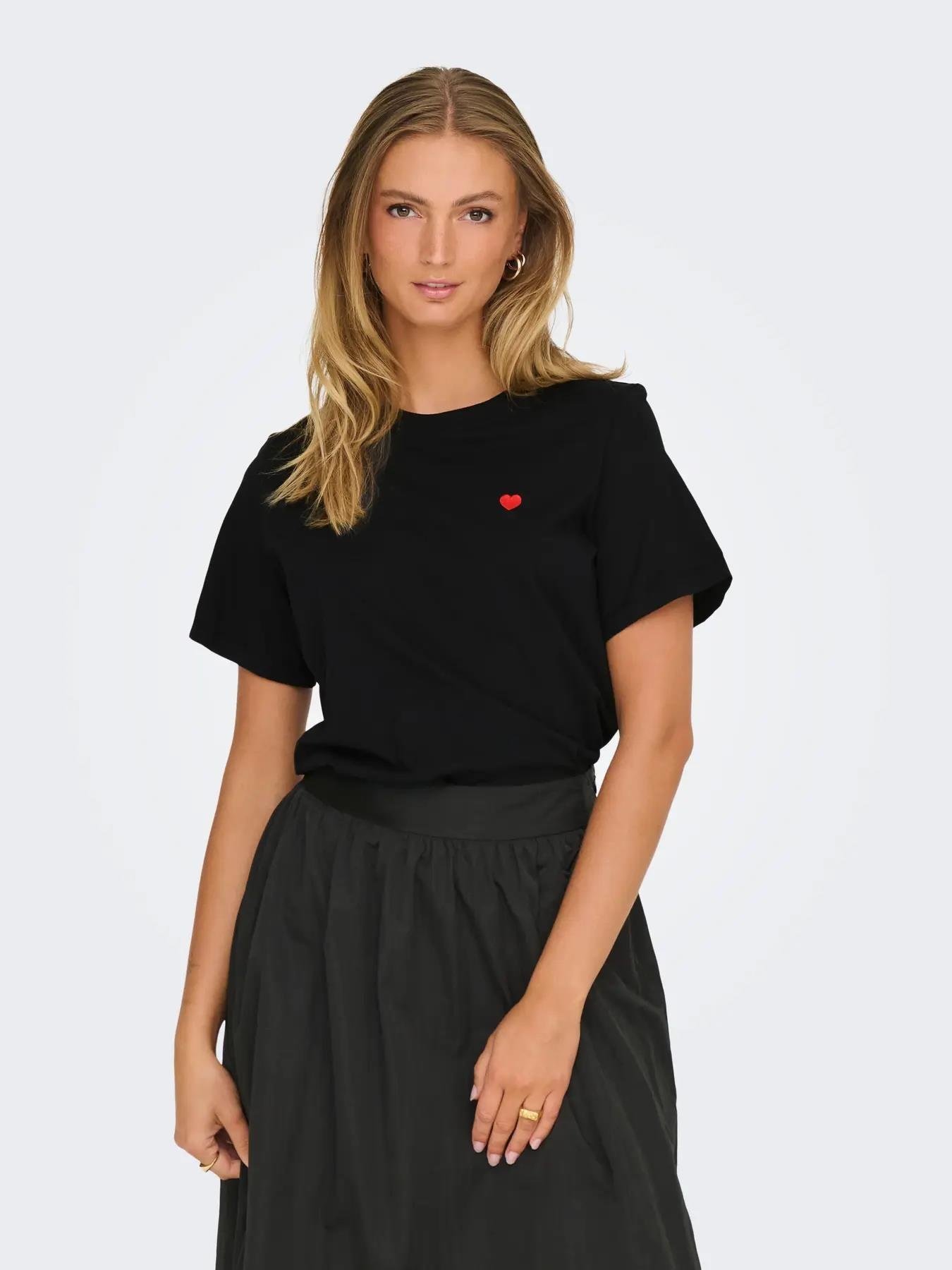 Jdy JDYPISA S/S PRINT TOP JRS NOOS Siyah Kadın T-Shirt