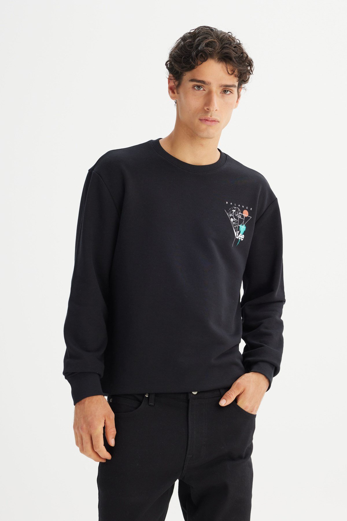 Lee Erkek Baskılı Sweatshirt Siyah Erkek Sweatshirt