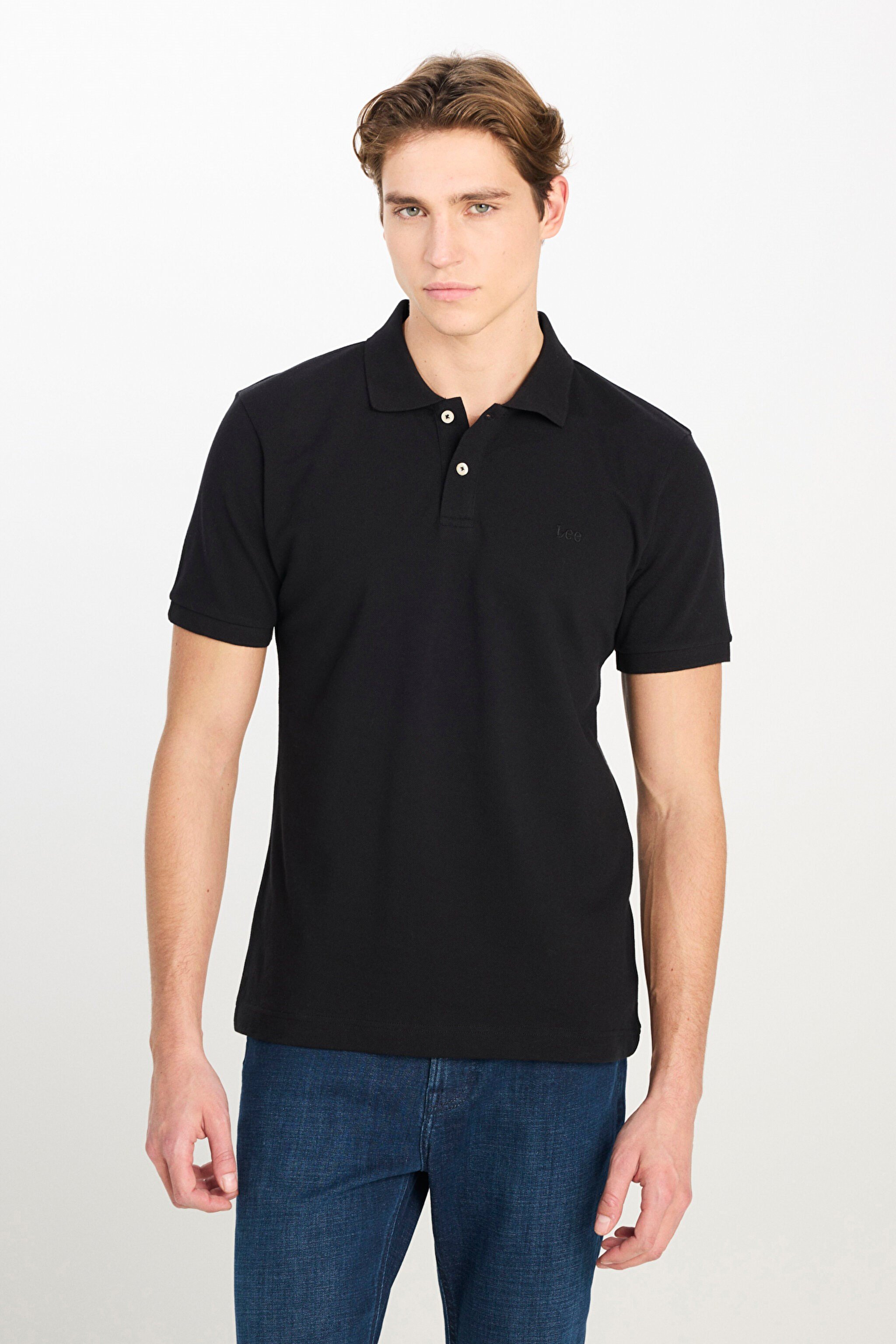 Lee Erkek Regular Fit Polo T-shirt Siyah Erkek T-Shirt