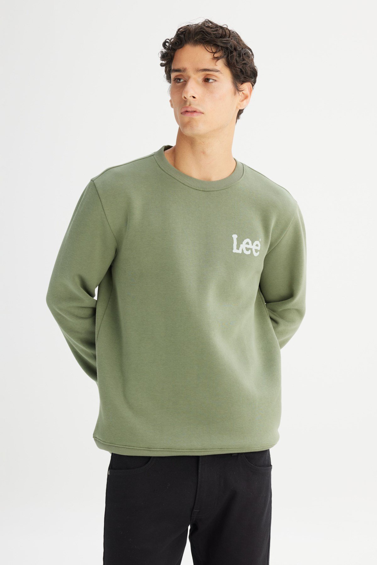Lee Erkek Small Logo Sweatshirt Haki Erkek Sweatshirt
