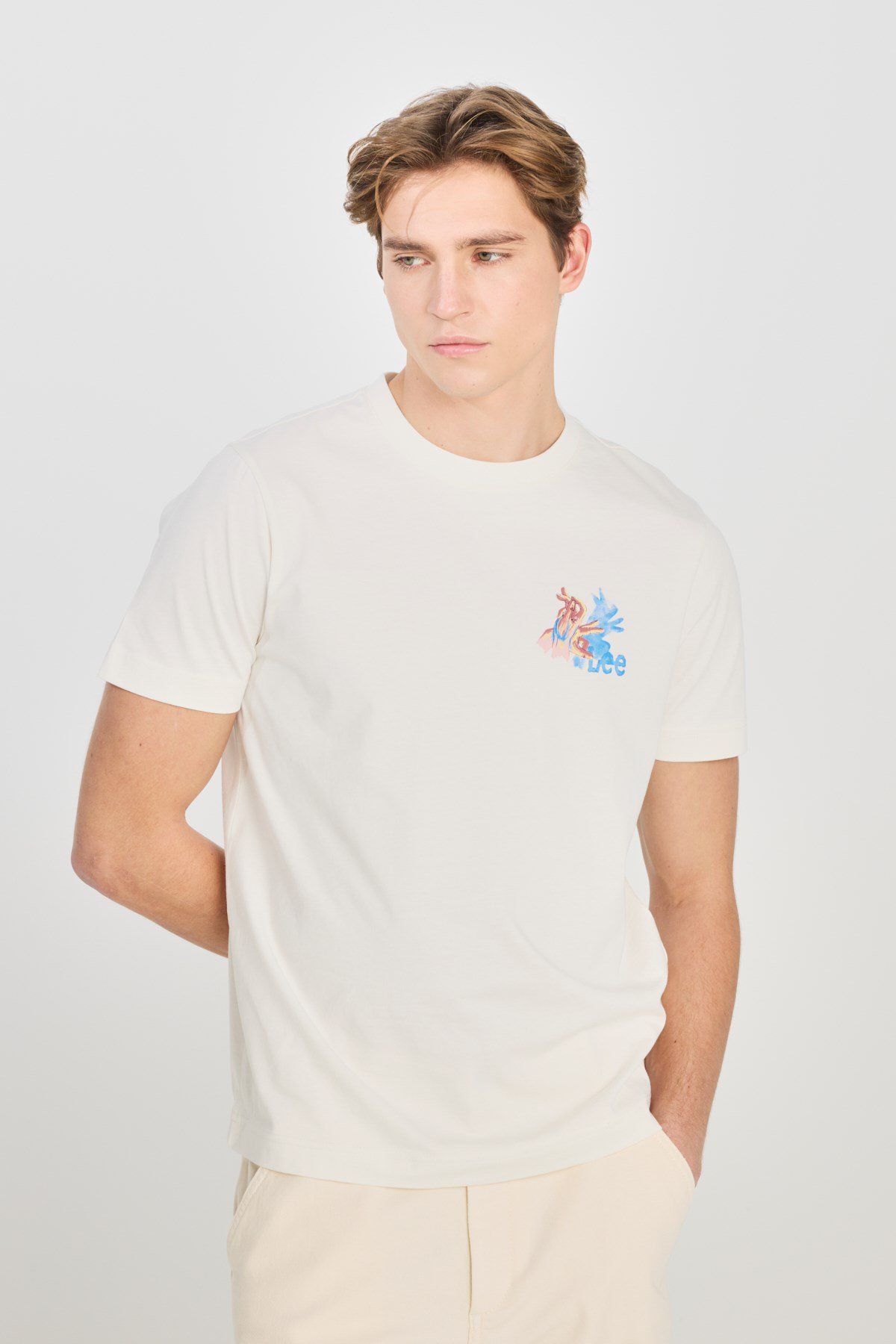 Lee Regular Fit Grafik Baskılı T-shirt Beyaz Erkek T-Shirt