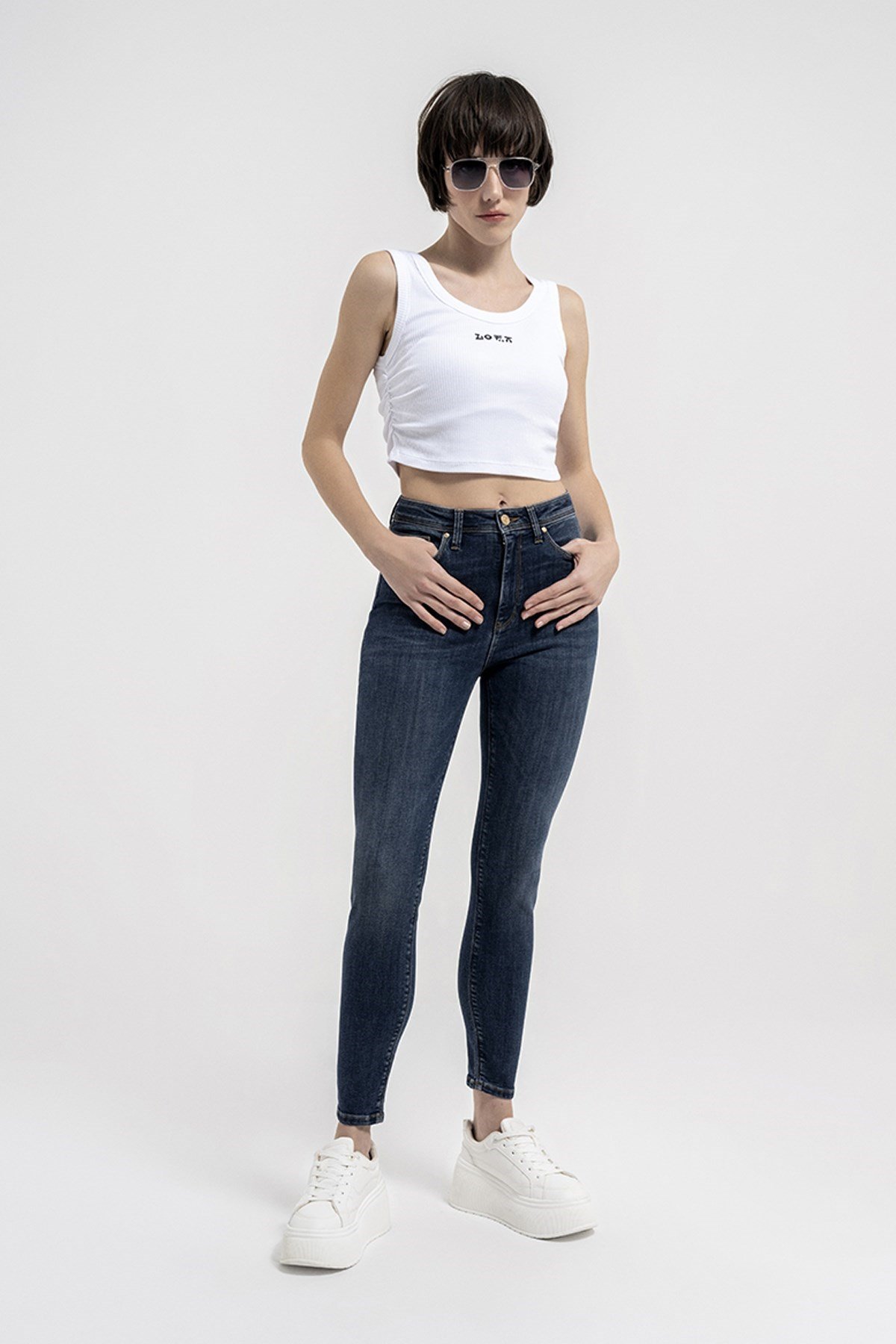 Loft LF 2036025 NATALIE CINDY NIGHT BLUE WASH W PNT Lacivert Kadın Kot Pantolon